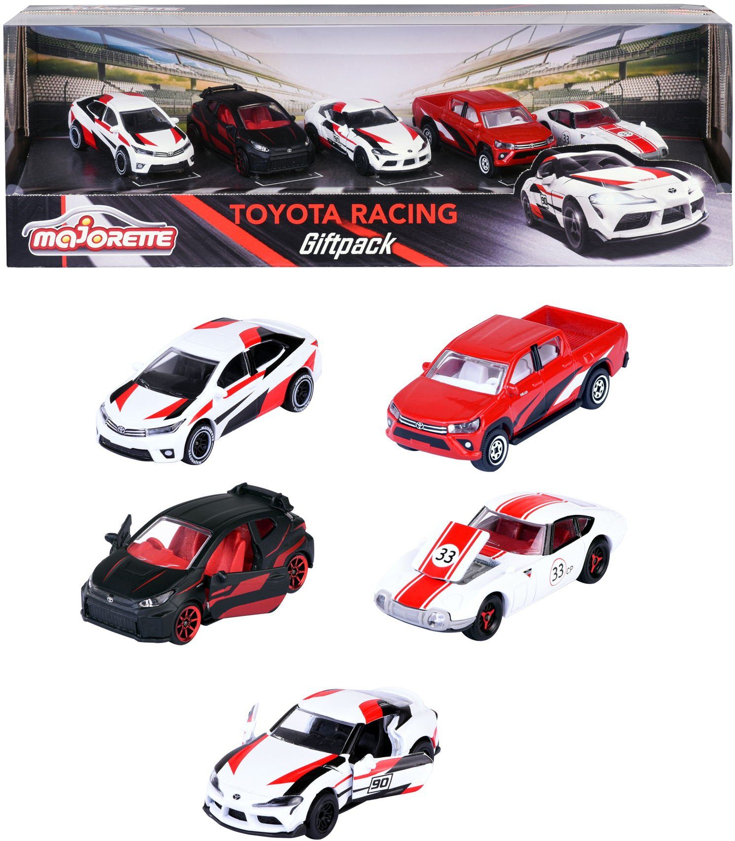 majORETTE Spielzeug-Auto Spielzeugauto Premium Cars Toyota Racing 5er Pack Giftpack 212053189