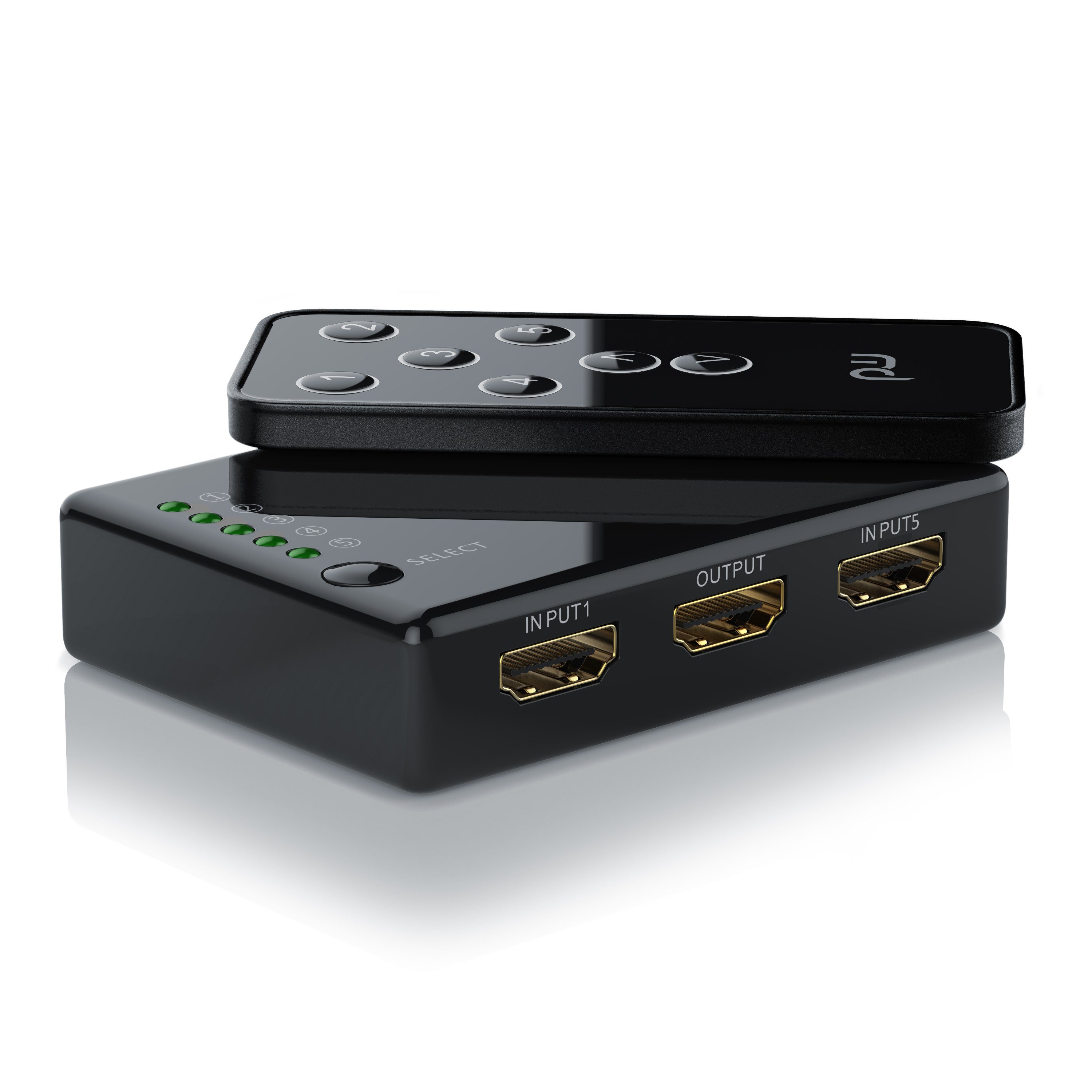 Primewire Audio / Video UHD ARC Switch Verteiler 4K, 5-Port HDMI Fernbedienung, 3D, CEC, mit Matrix-Switch, 