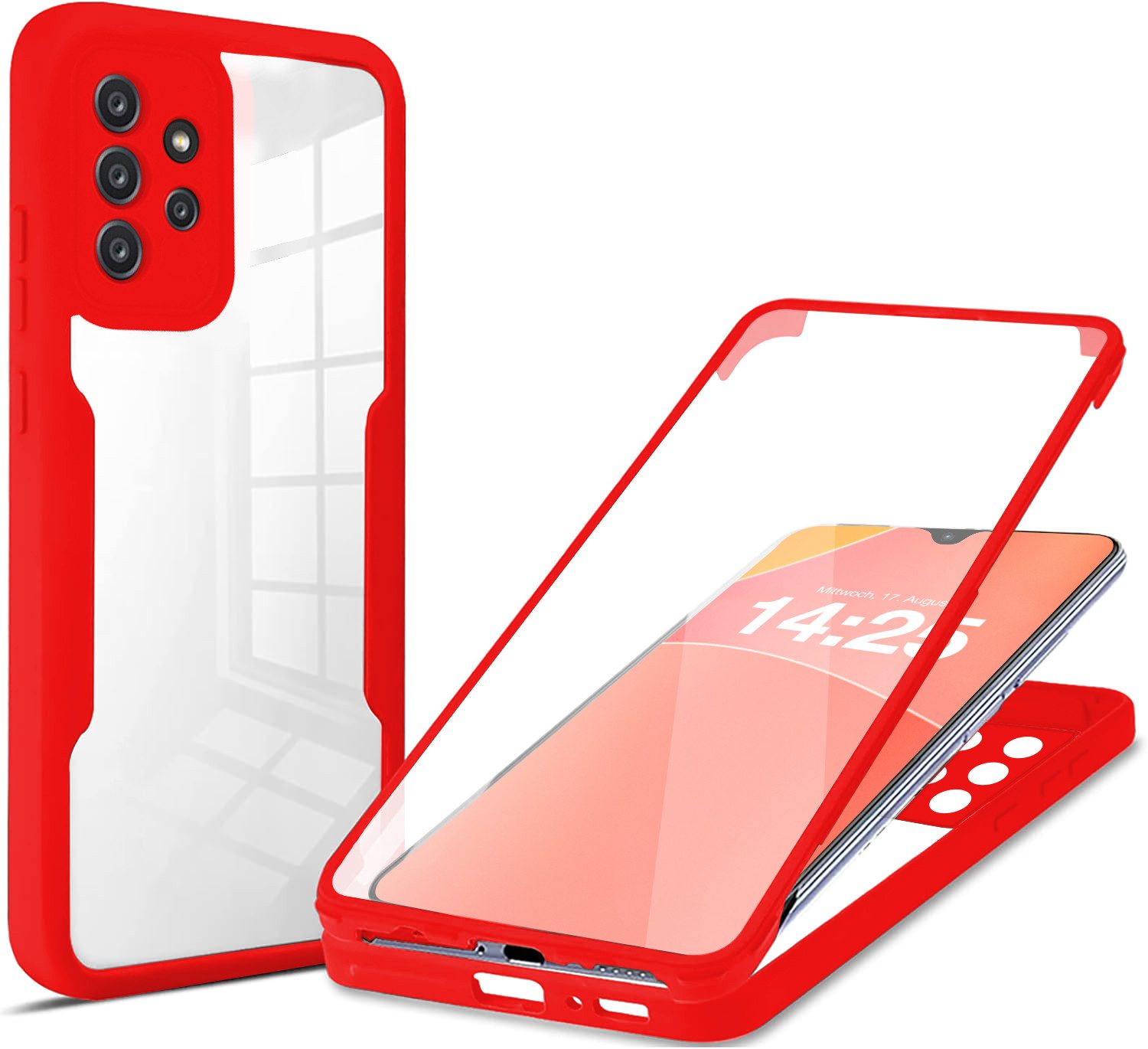 Tec-Expert Handyhülle 360 Grad Hülle für Samsung Galaxy A23 5G 6.6 Zoll, 6.6, Rundum Schutz Cover Case Hülle robust