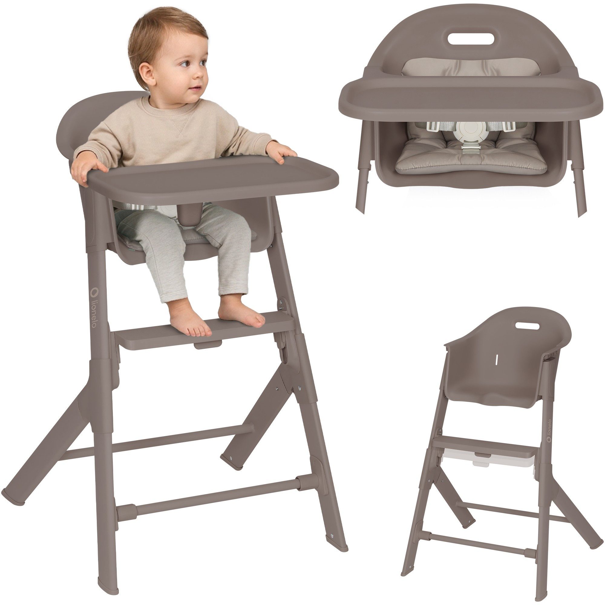 lionelo Hochstuhl BENY (Set), Verstellbare Fußstütze / 2 Stufen / leicht zu reinigen