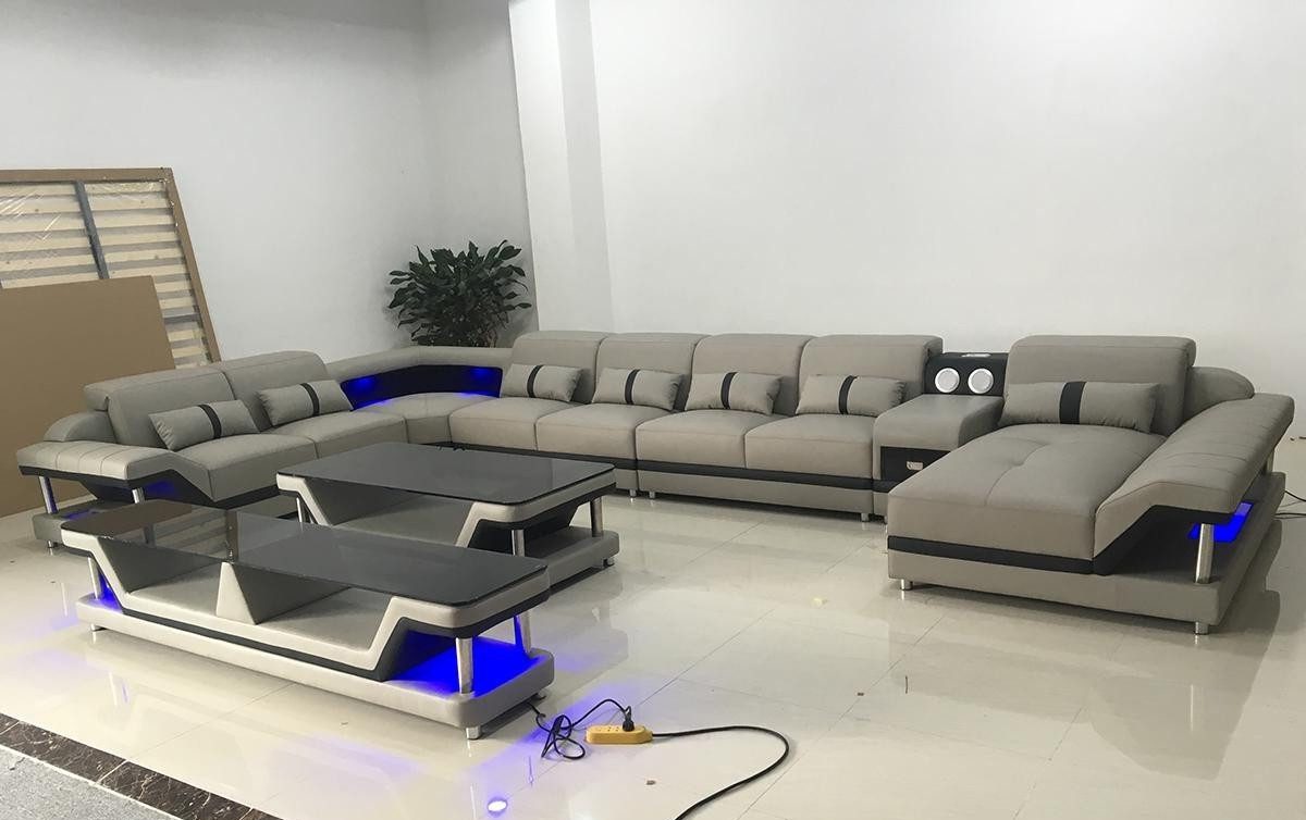 Xlmoebel Wohnlandschaft Designer-Sofa Komplettset mit Polstermöbeln und Sideboard in Grau, Hergestellt in Europa