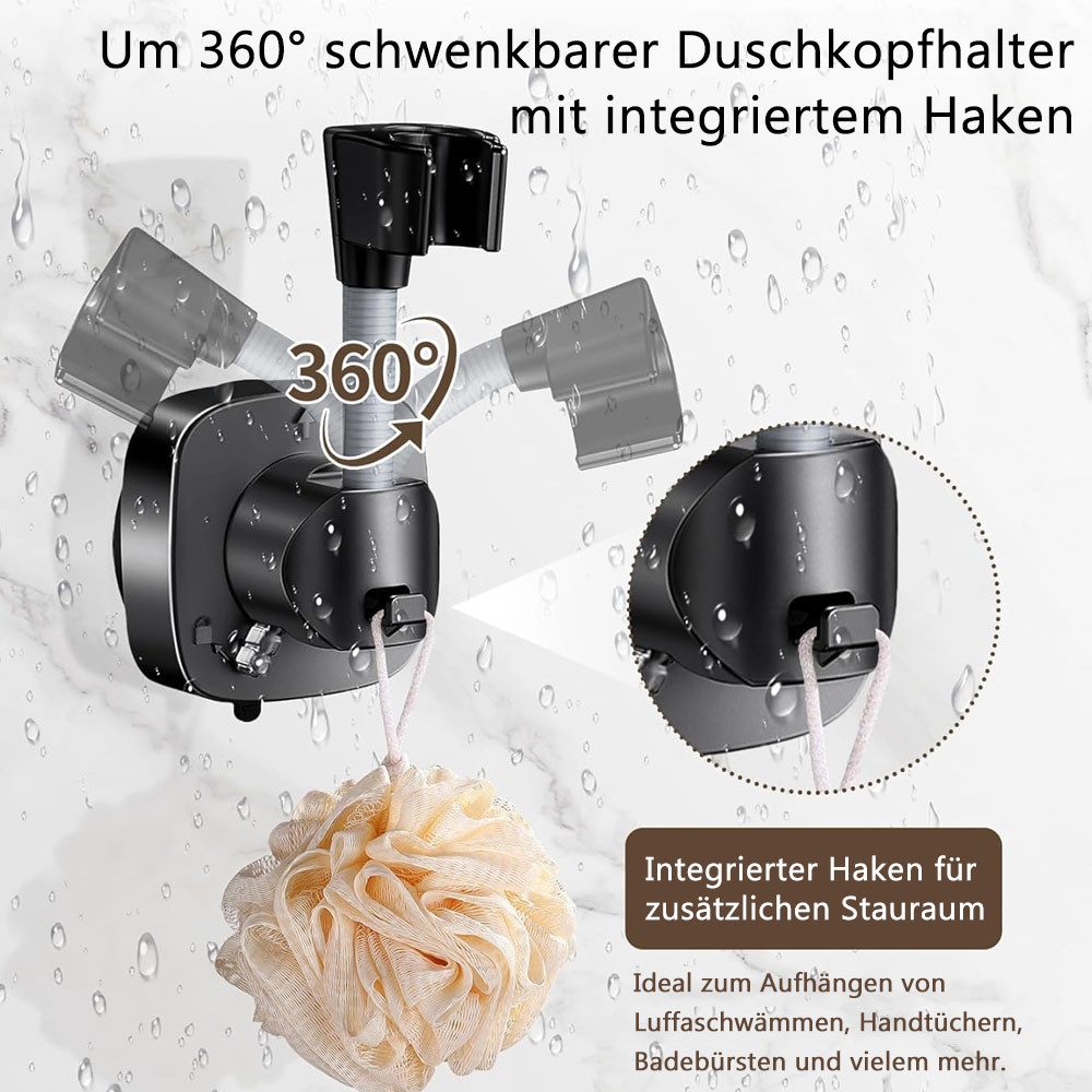 AFKSMILE Brausehalter 360° Drehbar Duschkopfhalterung mit Saugnapf, Duschbrause Halterung – Bild 2 von 5