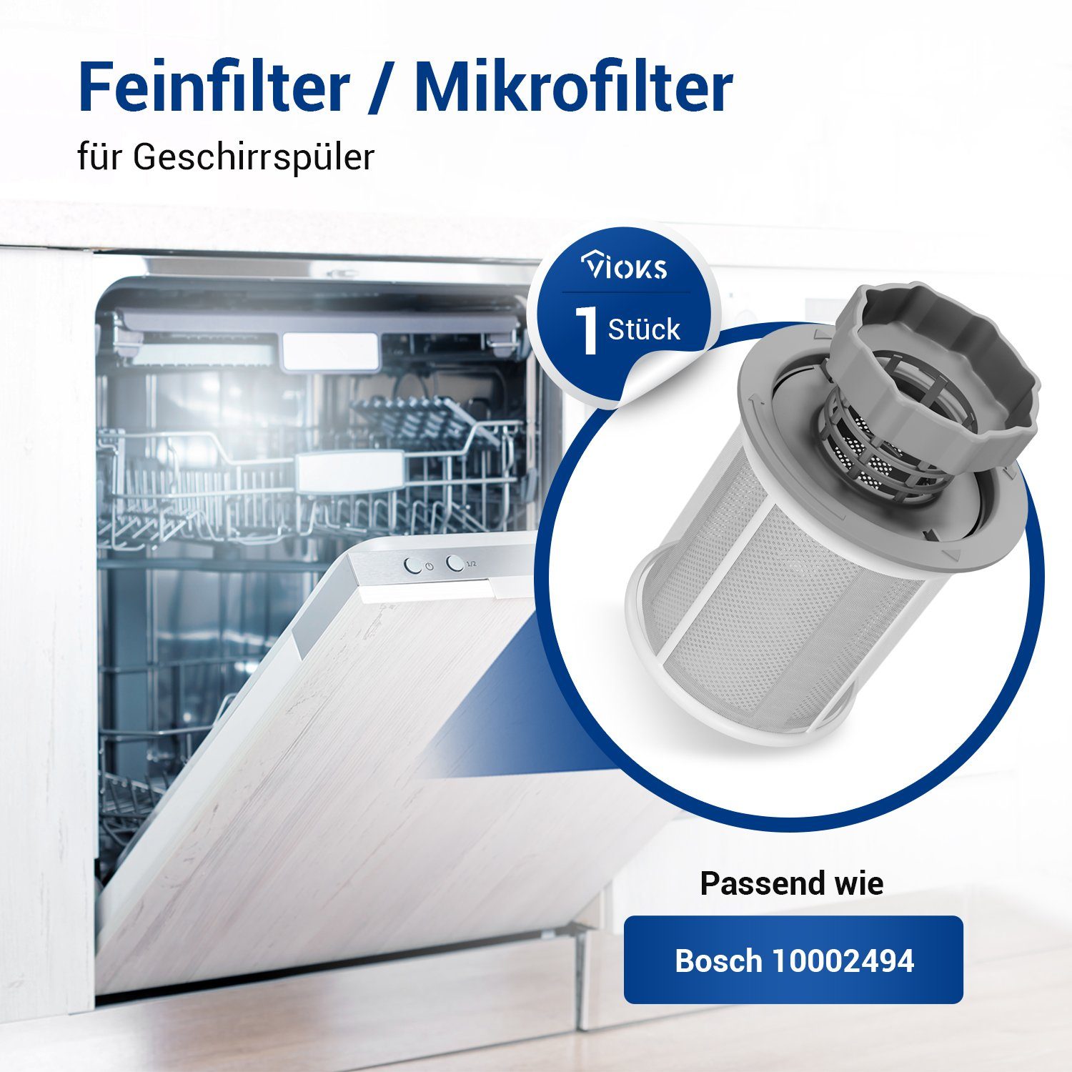 VIOKS Ersatzfilter Sieb Set Ersatz für Bosch 10002494, 3teilig Grobsieb + Feinsieb + Mikrosieb für Geschirrspüler – Bild 3 von 5