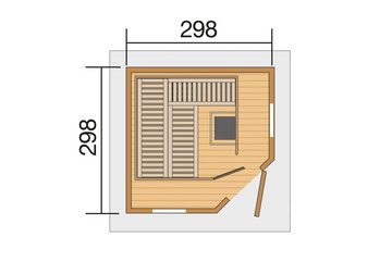 weka Saunahaus Salo, BxTxH: 338 x 338 x 237 cm, 68 mm, (Set) 7,5 kW-Ofen mit digitaler Steuerung