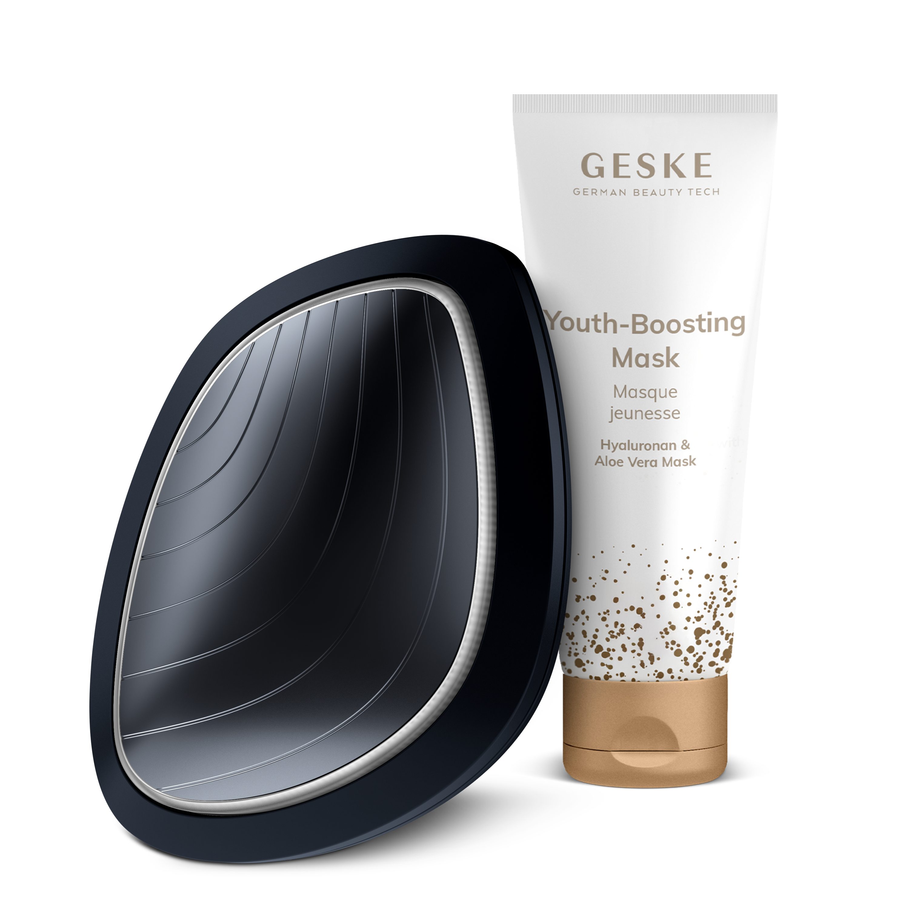 GESKE German Beauty Tech Porenreiniger Sonic Warm & Cool Mask 9 in 1 Farbe: Black + Gratis Kosmetik, Packung (Gerät & USB-Ladekabel), 2-tlg., Gerät inkl. kostenloser APP (SmartAppGuided Device), Mit der GESKE App erhältst Du deine personalisierte Hautpflegeroutine.