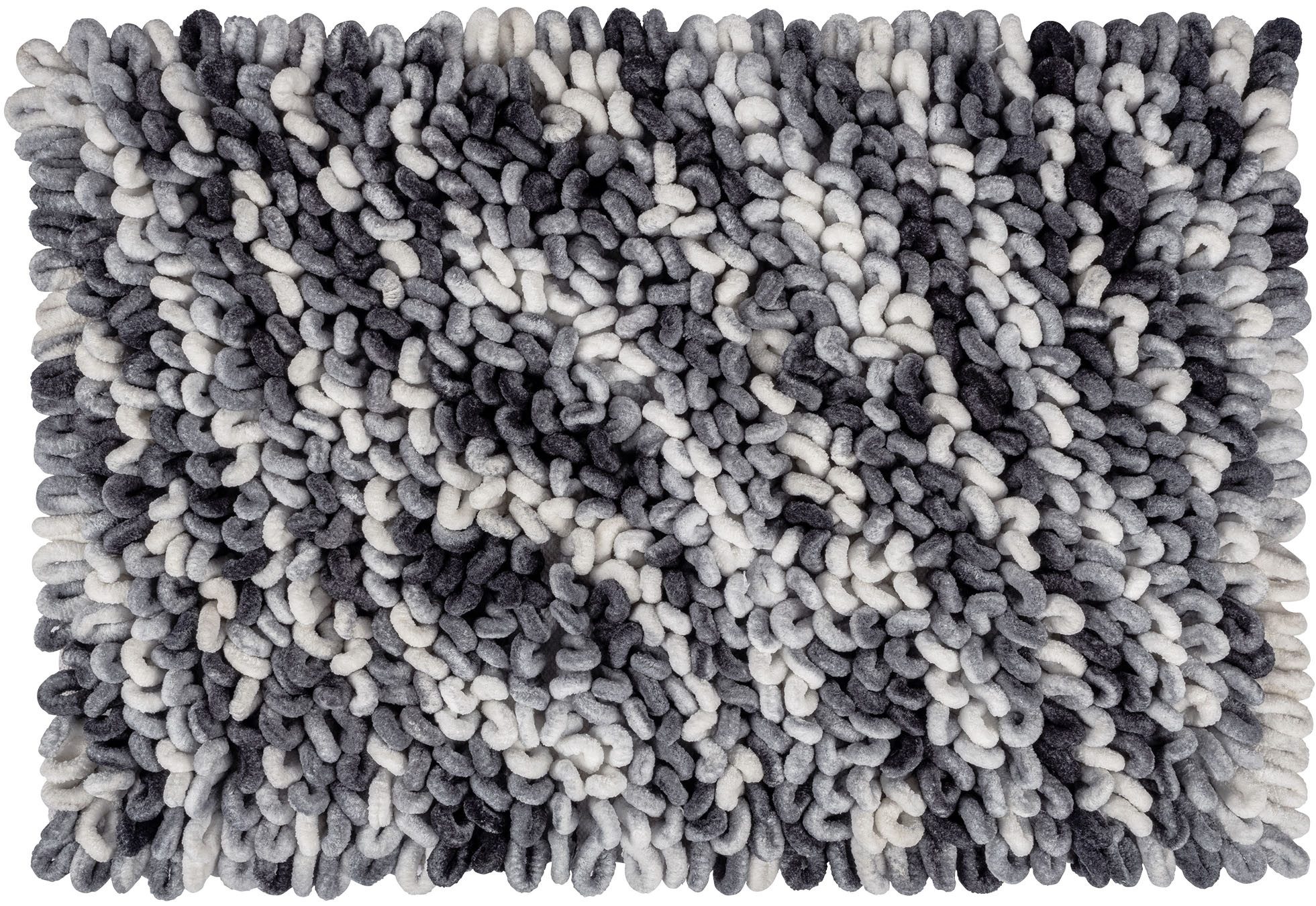 WENKO Badematte Lerici, Höhe 60 mm, rutschhemmend beschichtet, Materialmix, rechteckig, fusselfreier Badteppich, 3D-Struktur, hohe Feuchtigkeitsaufnahme