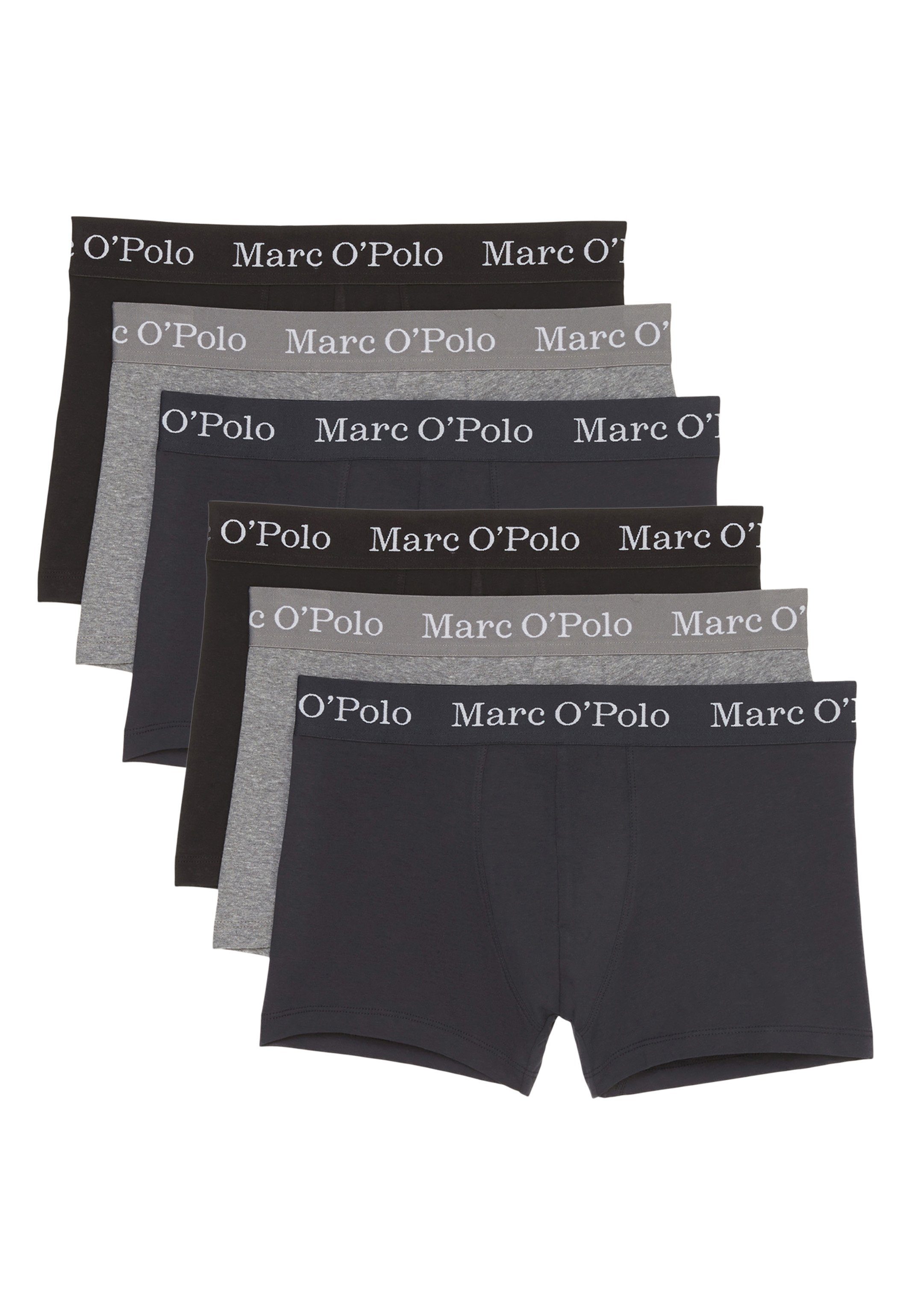 Marc O'Polo Retro Boxer 6er Pack Elements Organic Cotton (Spar-Set, 6-St) Retro Short / Pant - Baumwolle - Ohne Eingriff - Black/Navy/Grey Melange | Boxer anliegend