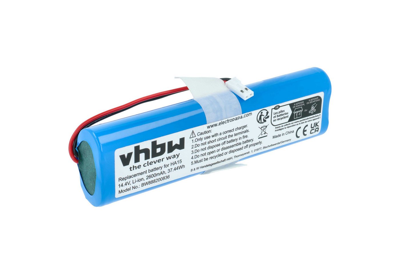 vhbw Akku passend für Zaco V4, V3sPro, V80, V85 Saugroboter (2600 mAh, 14,4 Staubsauger-Akku Akku Li-Ion 2600 mAh (14,4 V, 1 St), Leistungsfähiger Austausch-Akku für Ihren Saugroboter