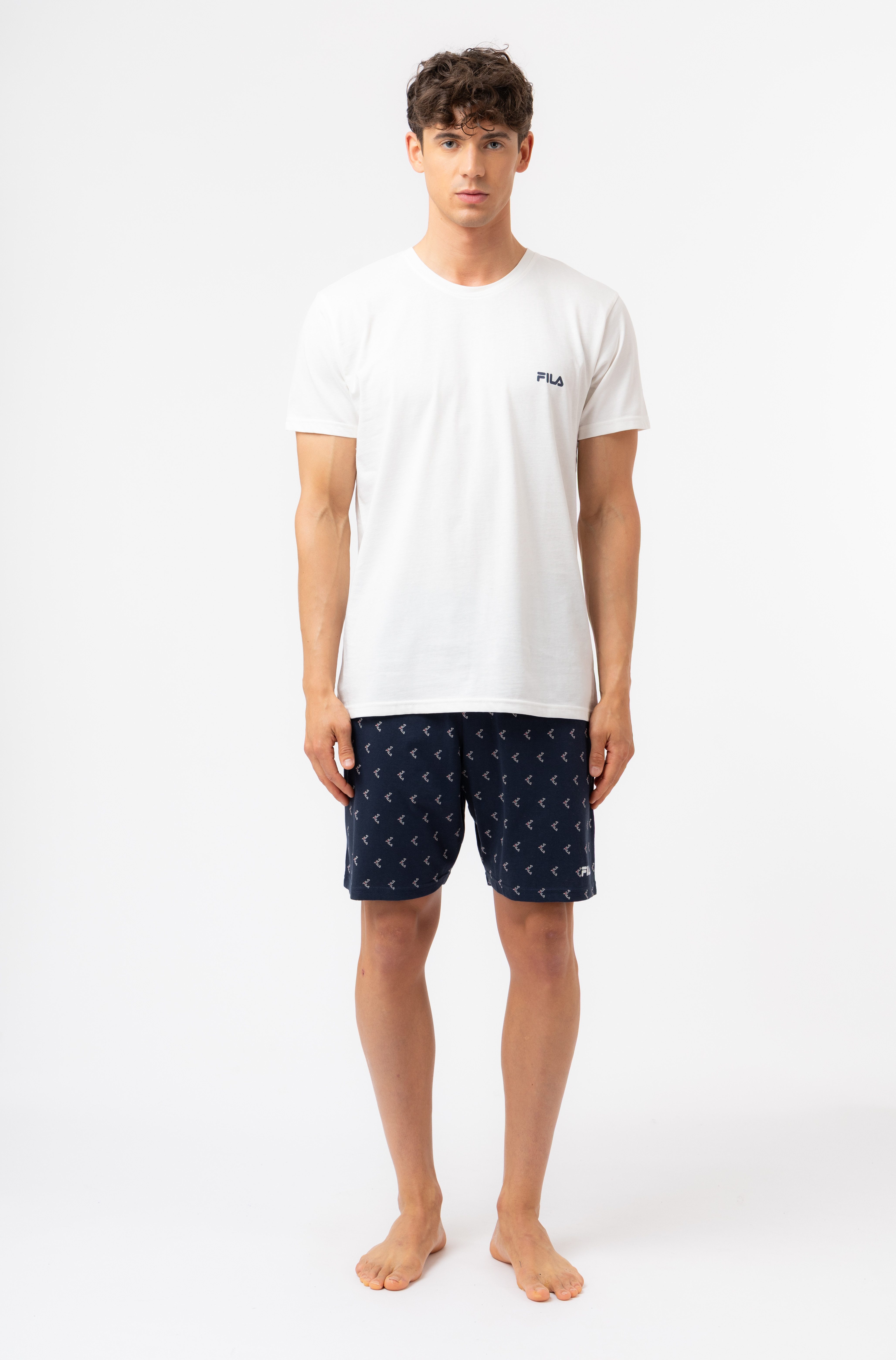 Fila Shorty (2 tlg) mit Rundhalsausschnitt, Kurzarm, Cotton