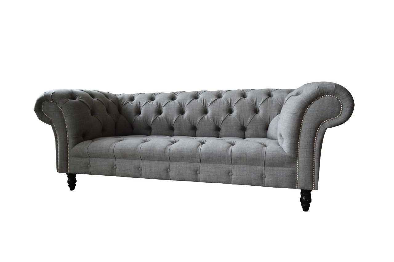 Chesterfield-Sofa Elegantes Sofa mit hochwertigem Textilbezug in Grau