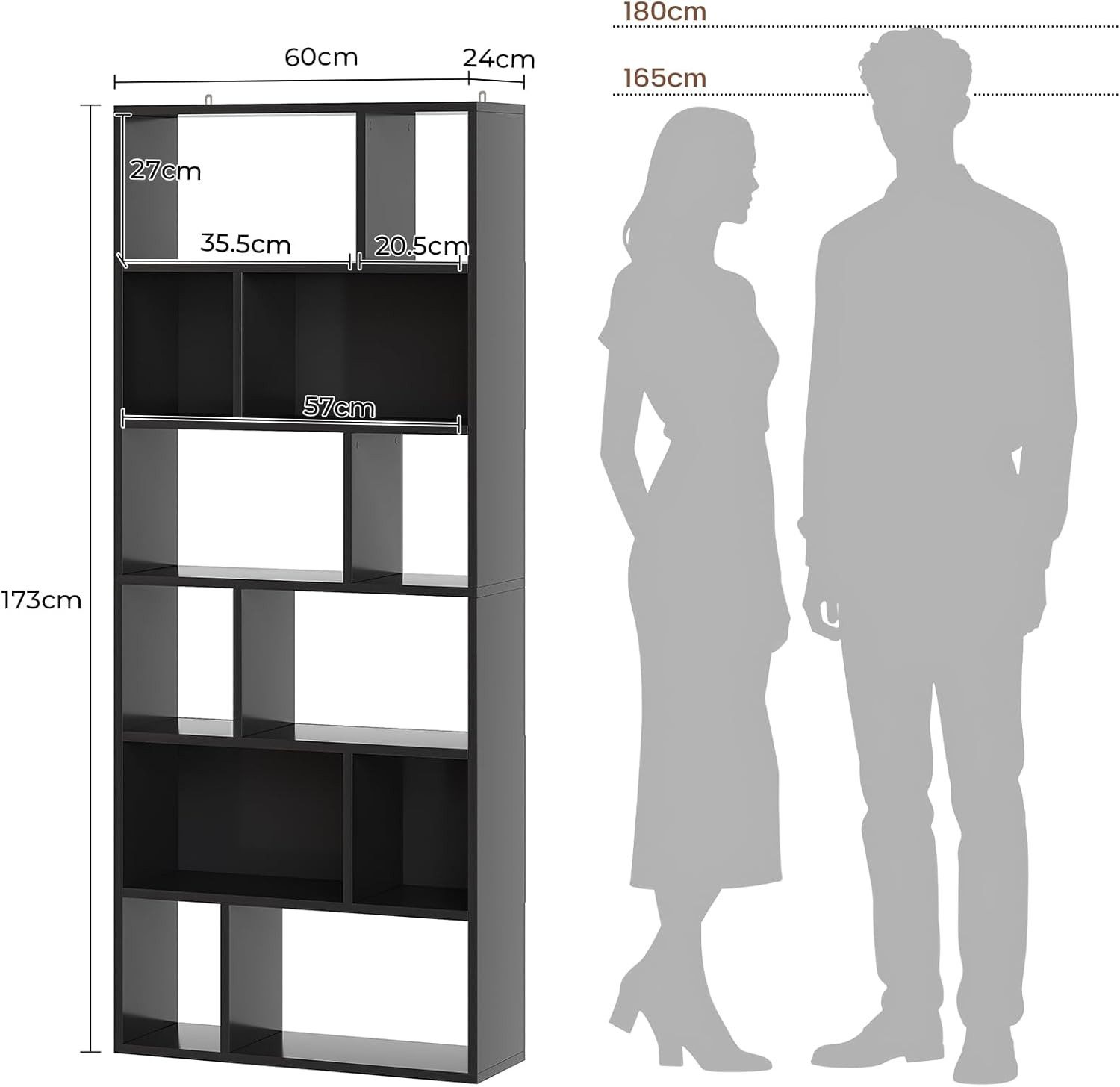 MSMASK Bücherregal Freistehend Bücherschrank mit 6 Ebenen und 12 offenen Fä günstig online kaufen