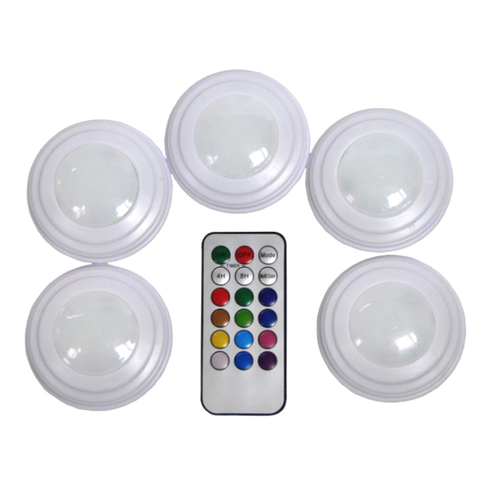 5x Dimmbar mit LED Push Unterbauleuchte 12 LED Farbwechsler, Schranklampe Batterie Schrankleuchte, Fernbedienung Lampe integriert, fest HAC24 Farben