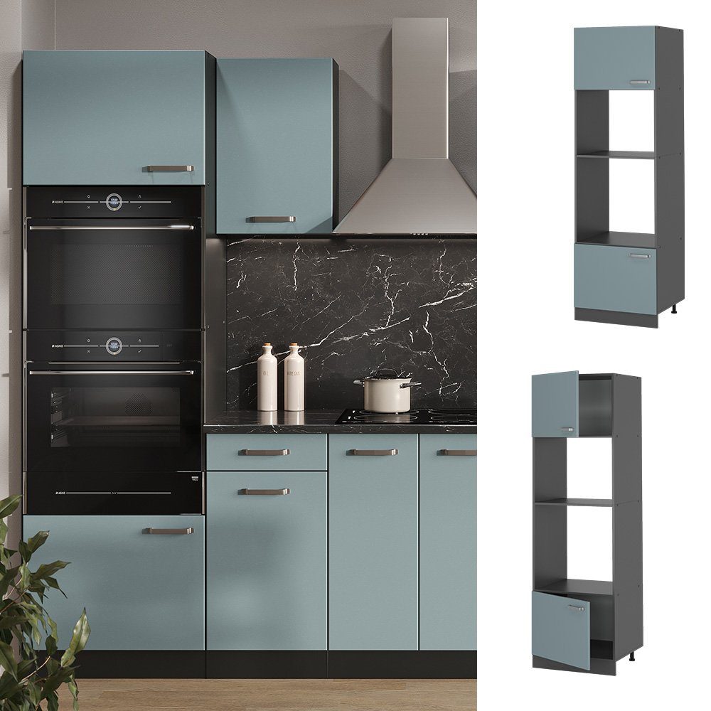 Vicco Mikrowellenumbauschrank R-Line, Blau-Grau/Anthrazit, 60 cm günstig online kaufen