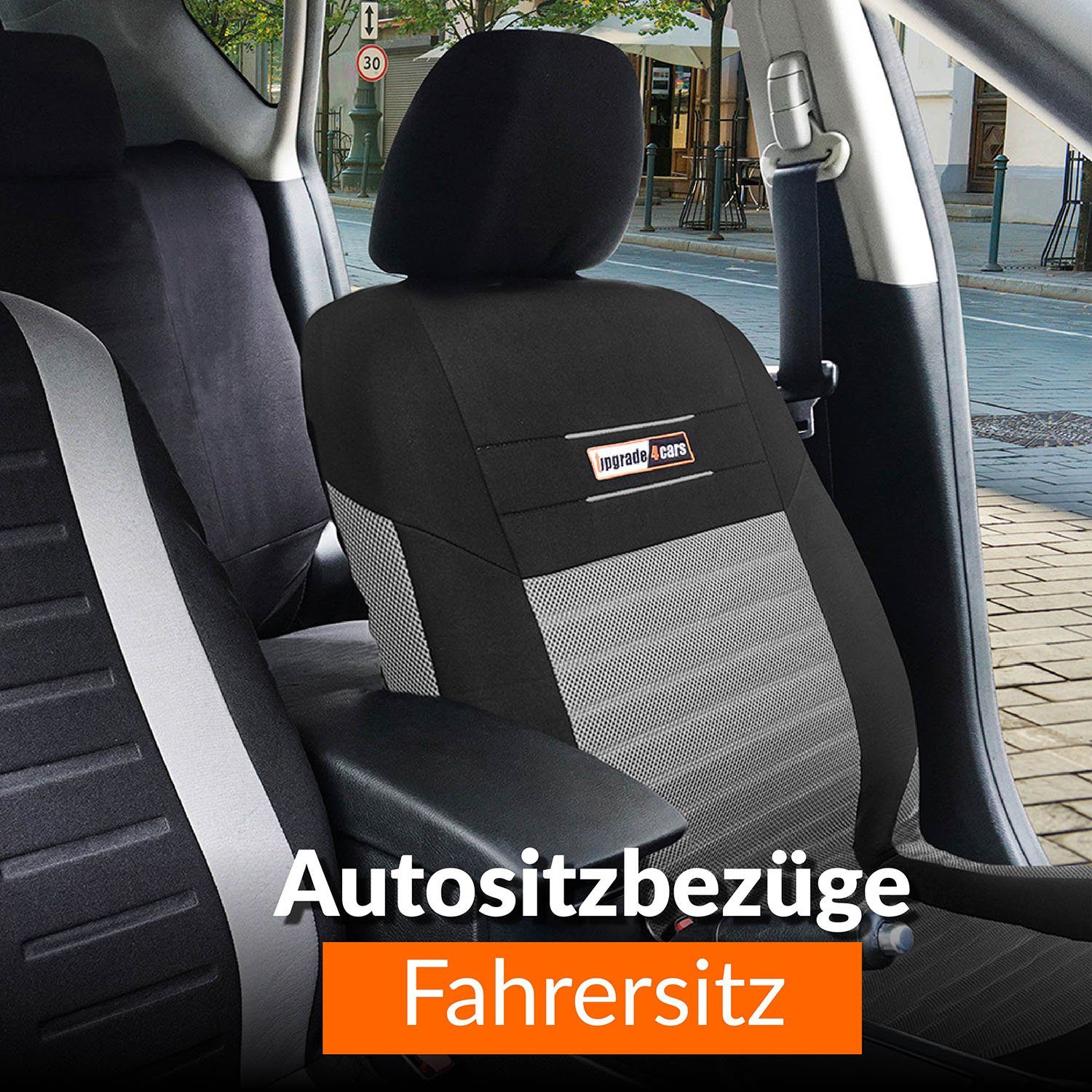 Upgrade4cars Fahrersitz Beifahrersitz Vordersitz, 2-teilig, oder Grau Auto-Sitzschoner Auto-Zubehör Universal, Autositzbezug