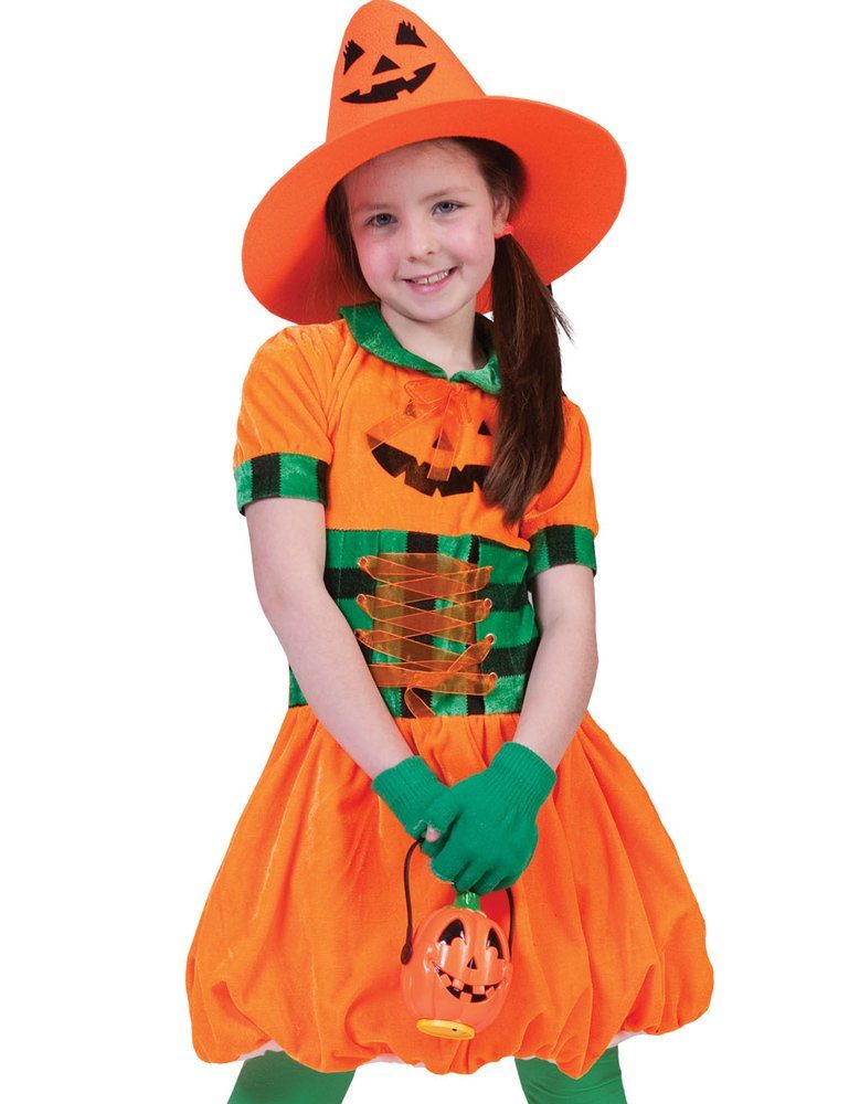 Funny Fashion Kostüm Pumpkin Girl - Kürbis Kostüm für Mädchen, Ballonkleid  für Halloween Fasching
