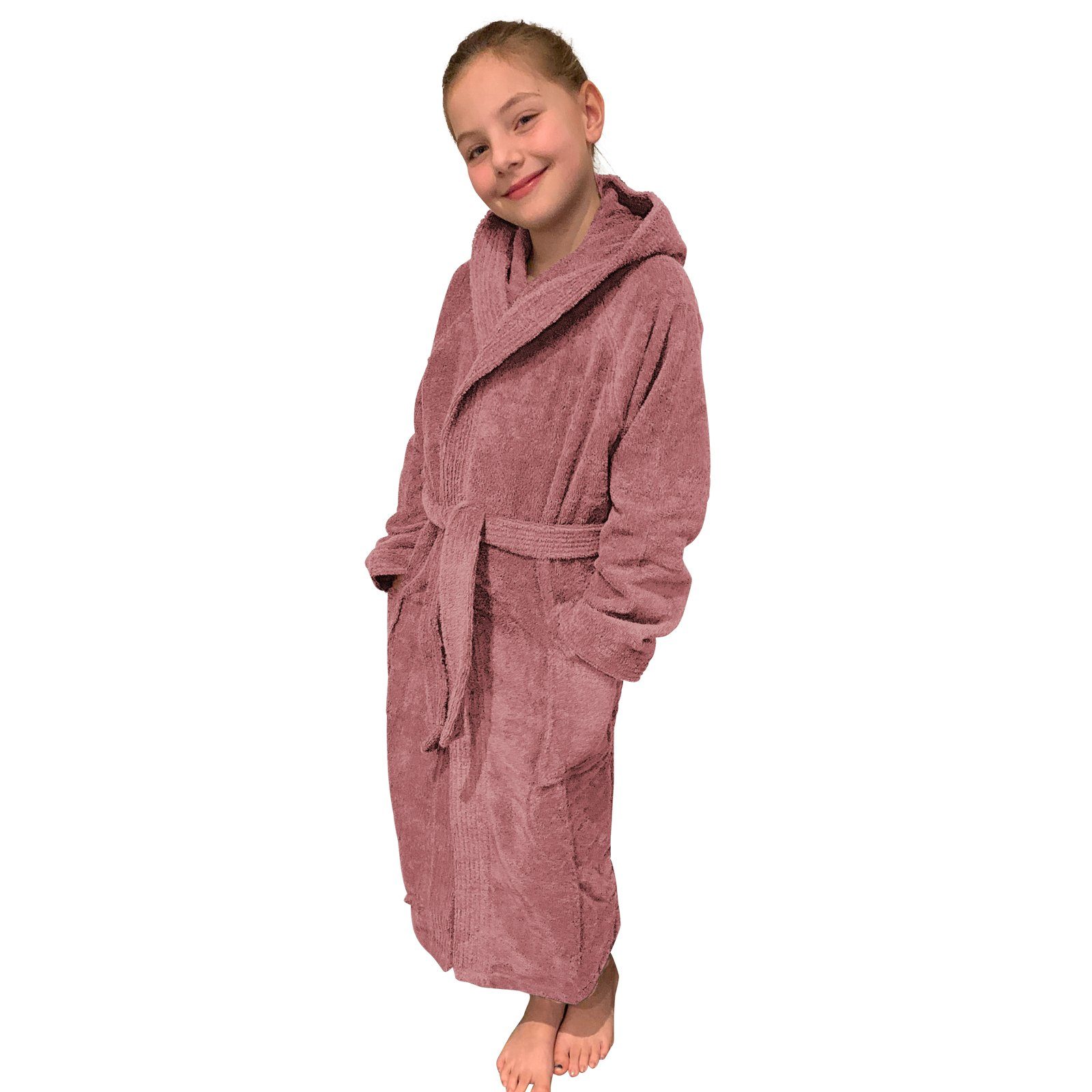 HOMELEVEL Bademantel Bademantel für Kinder aus Frottee Baumwolle - Morgenmantel Kinder, Baumwolle, Kinderbademantel Junge Mädchen kuschelig flauschig - Bathrobe Kids