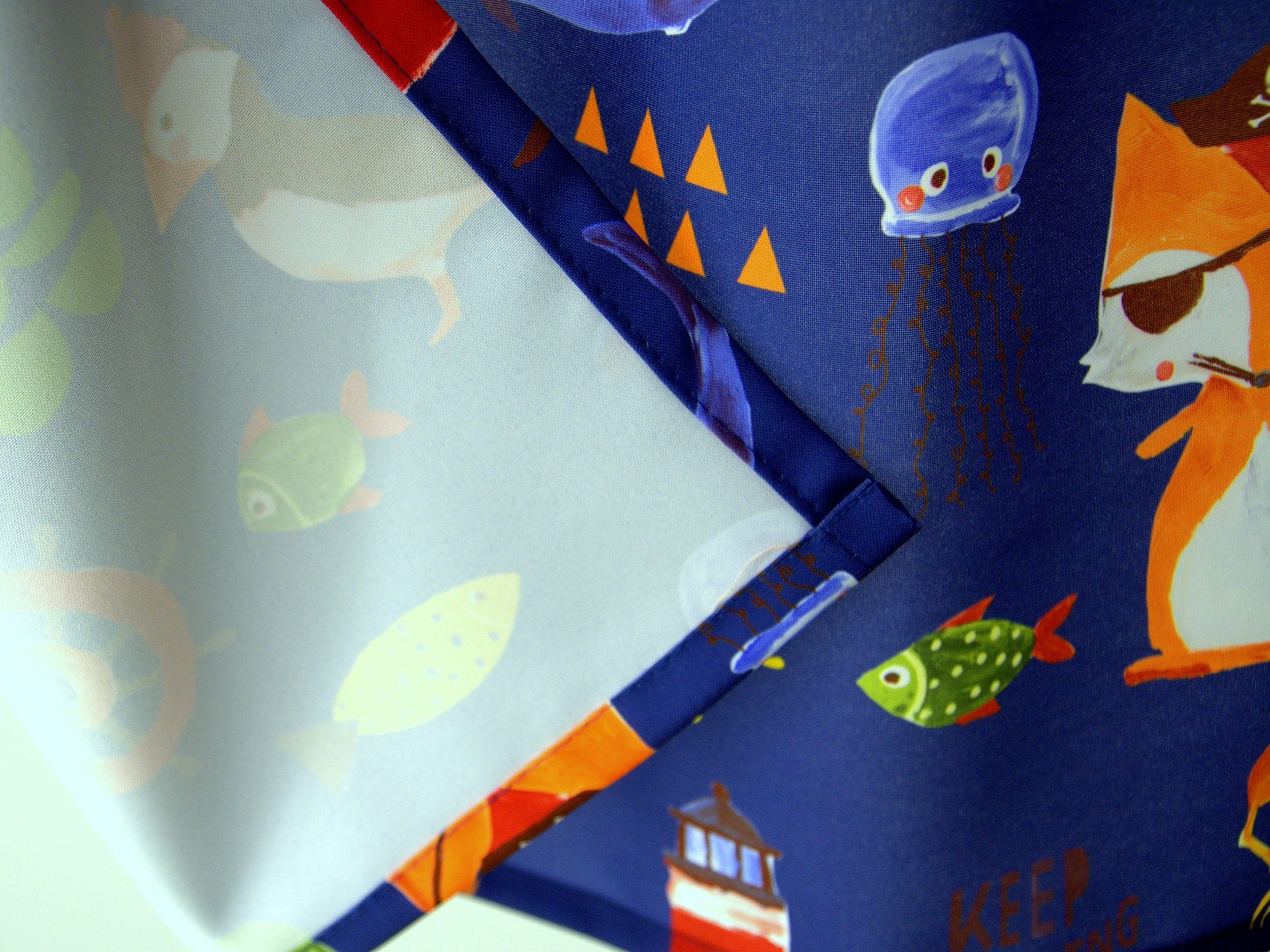 Clever-Kauf-24 Gardine Schlaufenschal Ahoi blau BxH 135x175/245 Kinder verdeckte Schlaufen (1 St), verdeckte Schlaufen, halbtransparent, blickdichter Vorhang