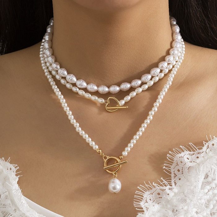 GLAMO Kette mit Anhänger Perlenkette Halsbänder für Damen Geschenk für Mädchen