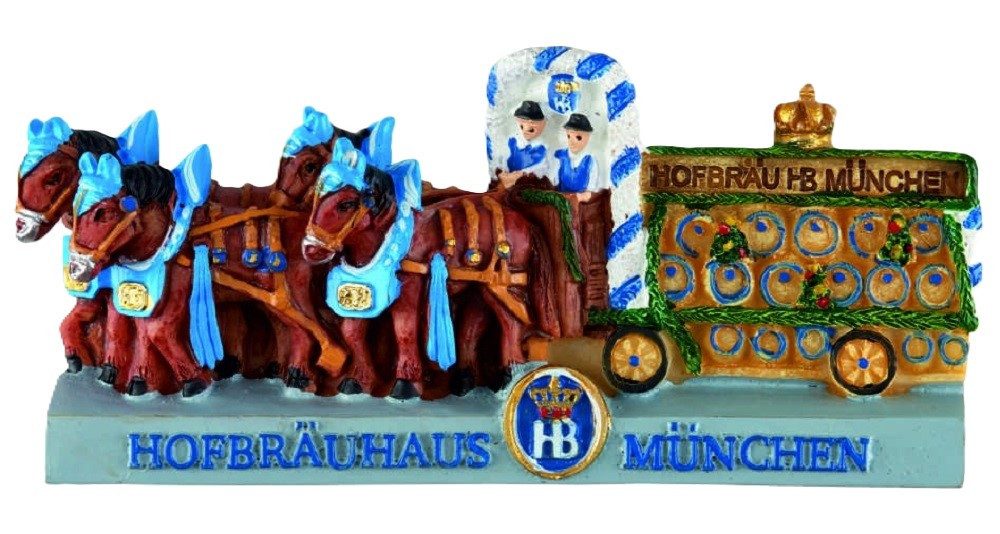 Hofbräuhaus München Magnet HB Magnet „Pferdegespann“ – Bayerisches Kult-Souvenir im Detail, Größe:	9 cm x 4 cm; Material: Polyresin
