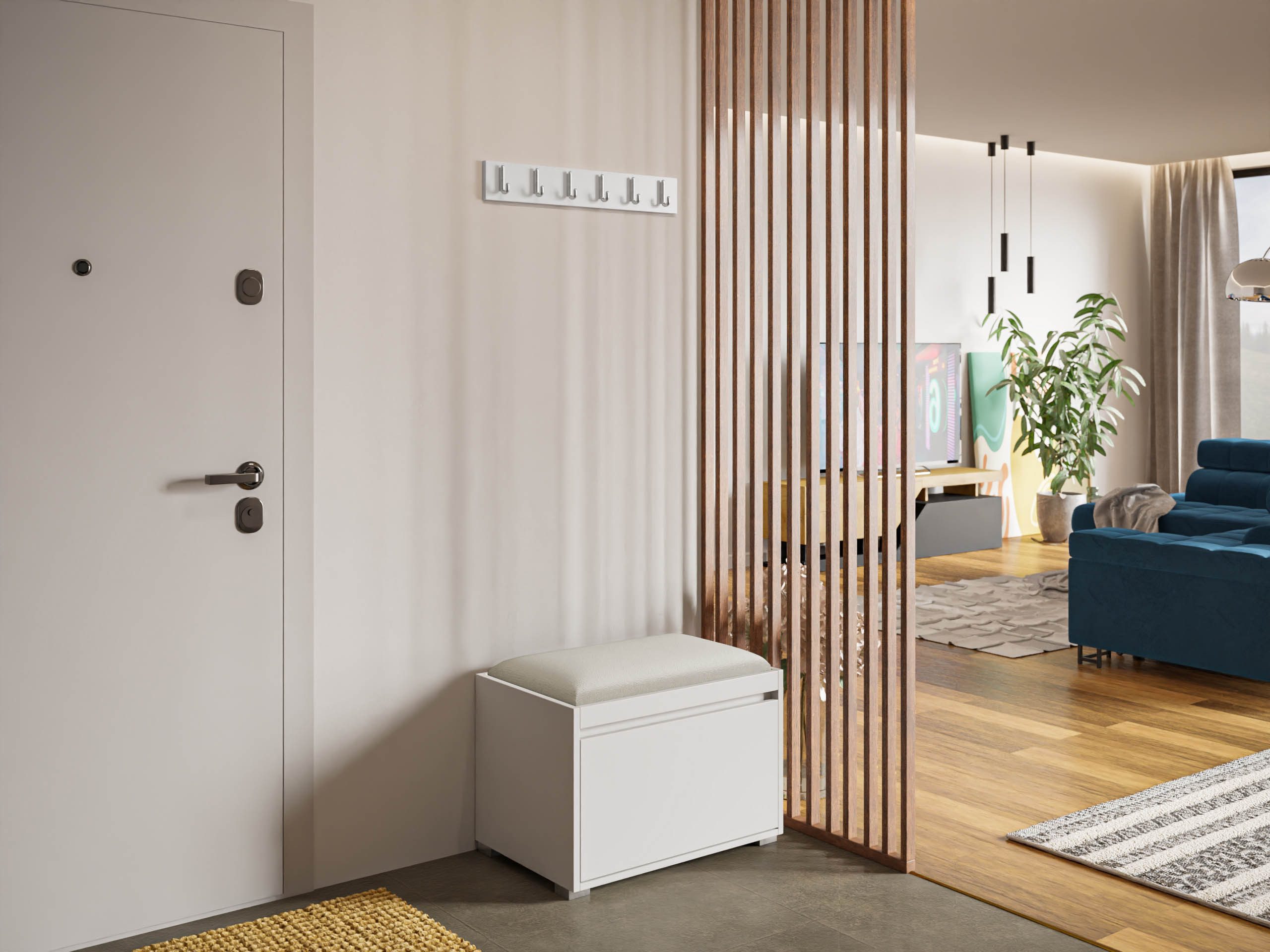 MIRJAN24 Garderoben-Set Grawis 60 III, (Komplett-Set, Sitzpaneel 60x30, Schuhschrank, Kleiderhakenbrett), Enthält 6 Kleiderhaken für Kleidung