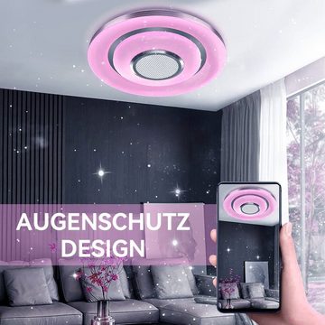 DOPWii LED Deckenleuchte LED Deckenleuchte mit Bluetooth Lautsprecher, RGB, Fernbedienung,36W, Mehrere Farben, Hohe Klangqualität