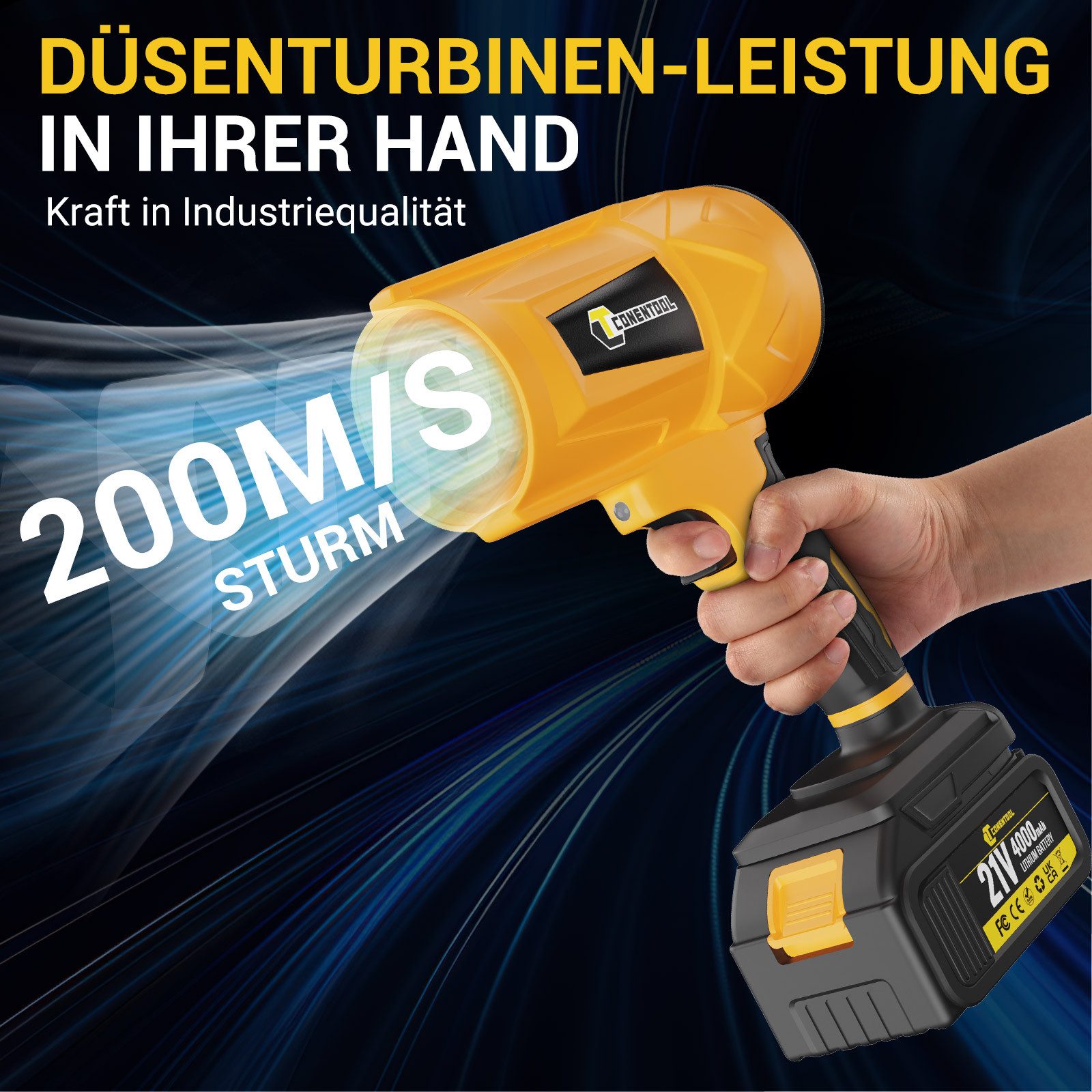 CONENTOOL Akku-Laubbläser Tragbares Kabelloser Laubbläser, mit 2x 4.0Ah Akk günstig online kaufen