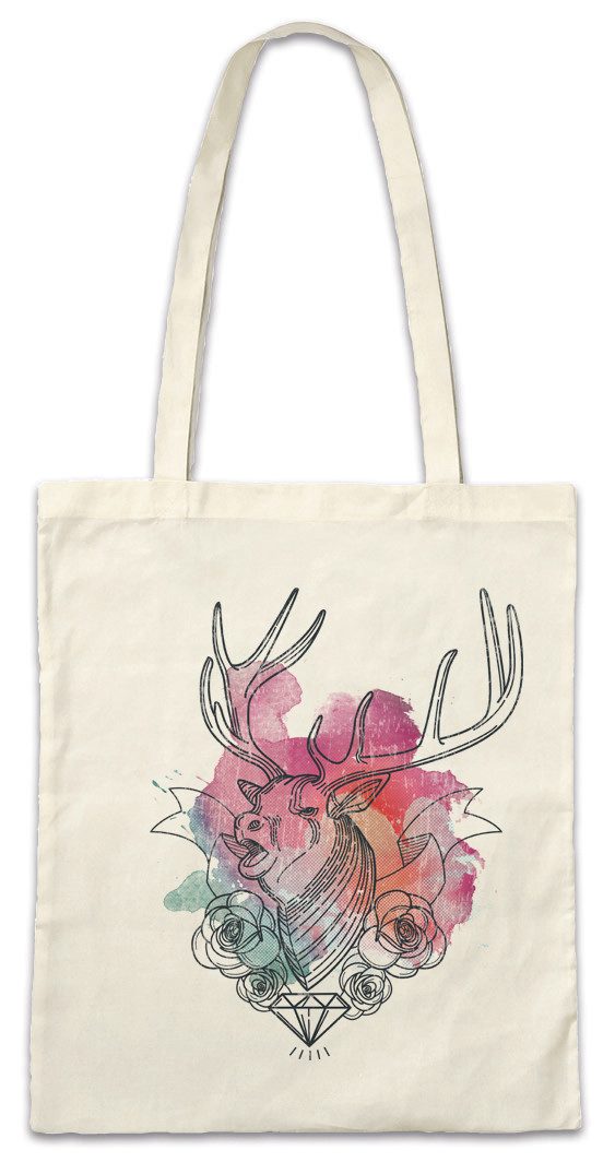 Beuteltasche Deer Diamond Stofftasche Jägerin Jäger Jagd Reh Hirsch Diamant