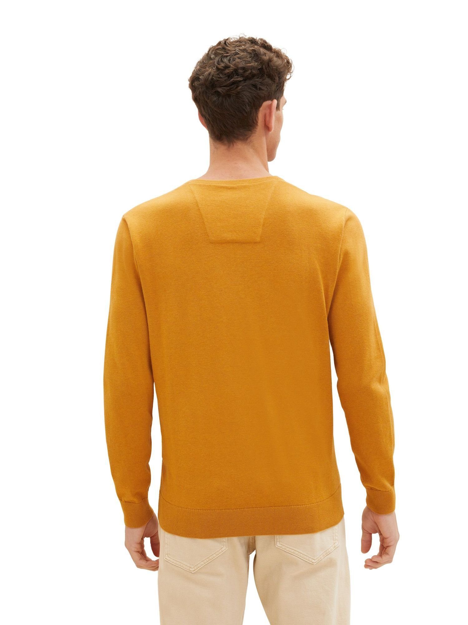 meliert Pullover Sweatshirt TOM Sweatshirt mit (1-tlg) TAILOR orange Rippbündchen