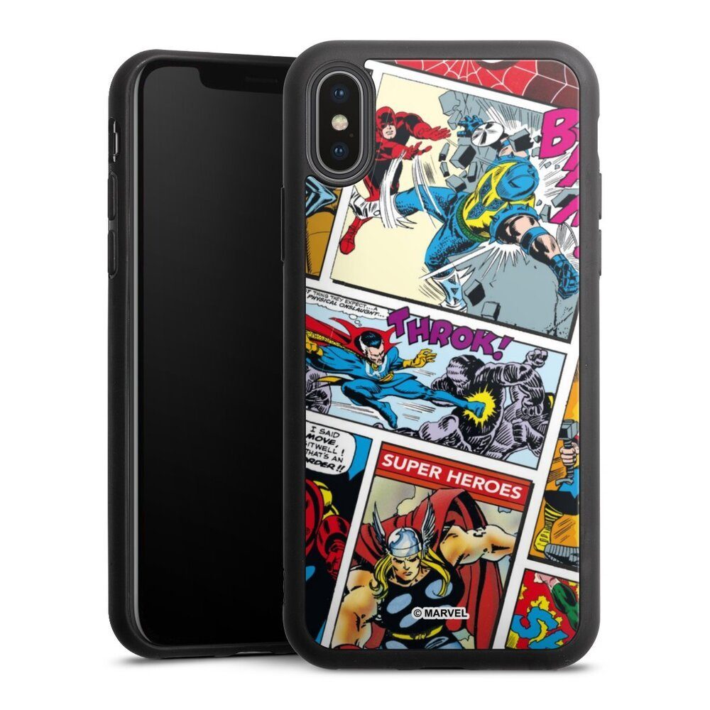 DeinDesign Handyhülle Marvel Retro Comic Blue, Apple iPhone X Gallery Case Glas Hülle Schutzhülle 9H Gehärtetes Glas