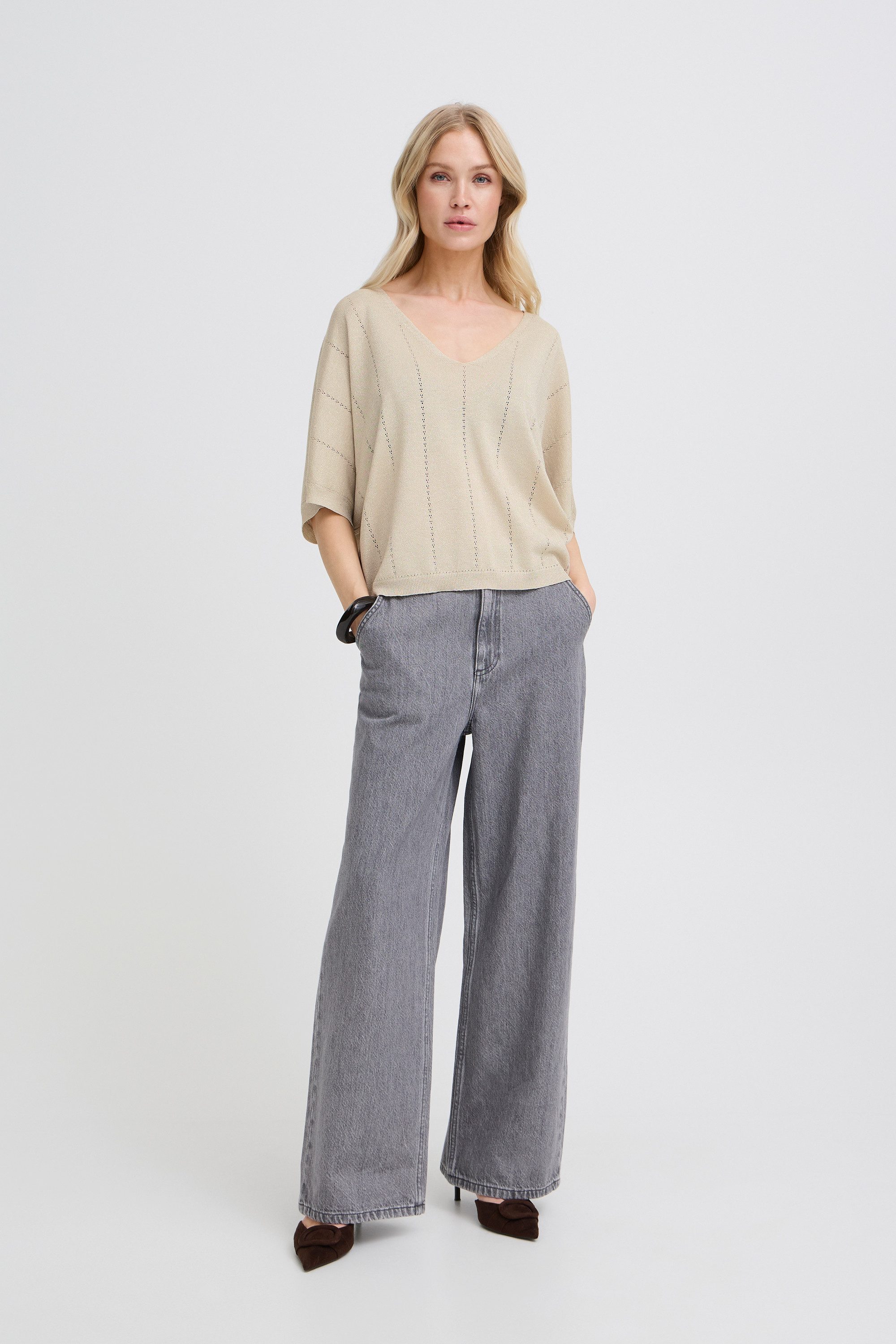 b.young Strickpullover Kurzarm-Bluse BYMOBBE