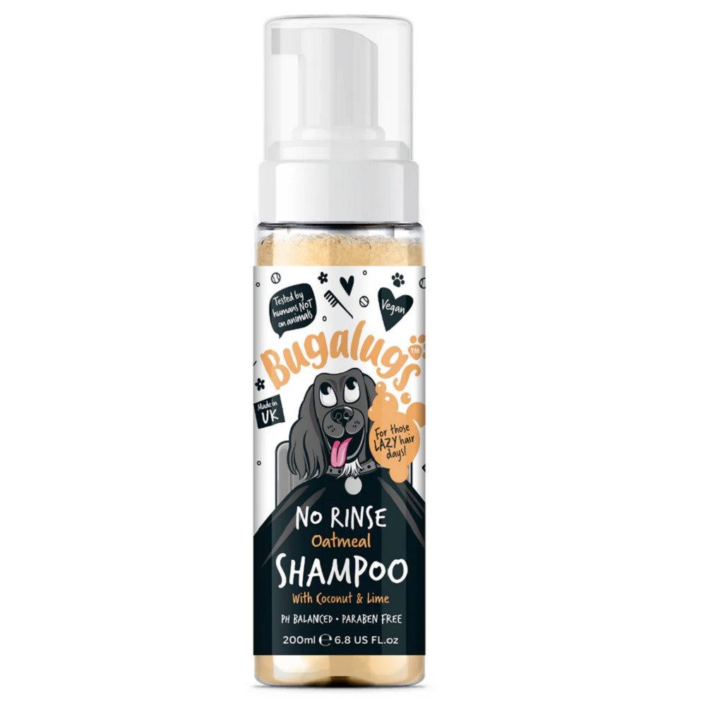 Bugalugs Tiershampoo Bugalugs Trockenshampoo Hundeshampoo ohne Wasser 200ml, 200 ml, (1-St), Trockenshampoo, Hunde Shampoo, made in UK