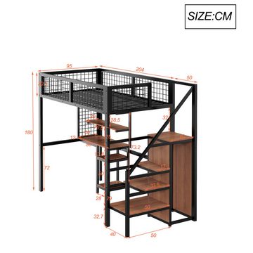 Flieks Hochbett Kinderbett 90x200cm mit Tisch/Leiter/Regal/Kleiderschrank (ohne Stuhl)