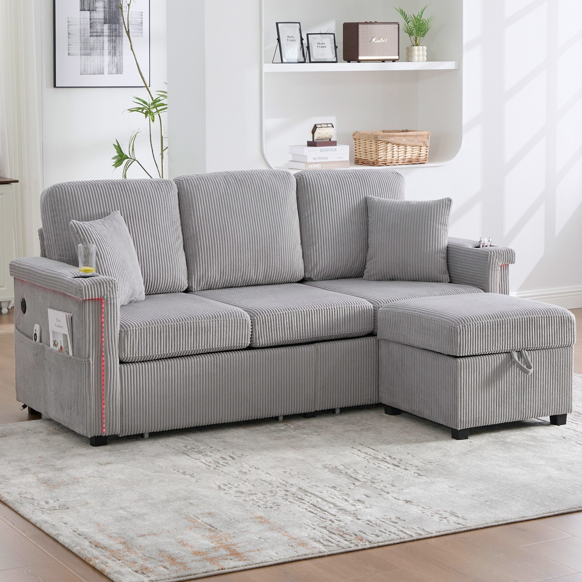 Odikalo 4-Sitzer Loungesofa Freizeitsofa USB Fußteil günstig online kaufen