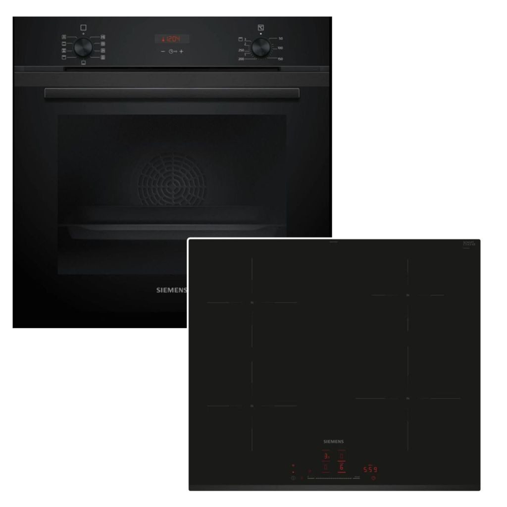 SIEMENS Backofen-Set 3D Heißluft 71L EcoClean Induktionskochfeld TouchSlider cookConnect, mit 1-fach Teilauszug, Hydrolyse