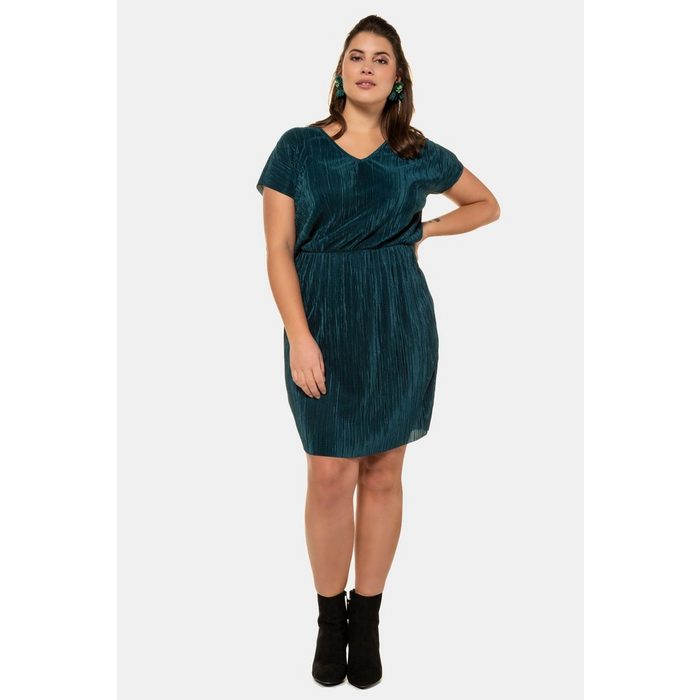 Studio Untold Jerseykleid Plissee-Kleid V-Ausschnitt elastische Taille
