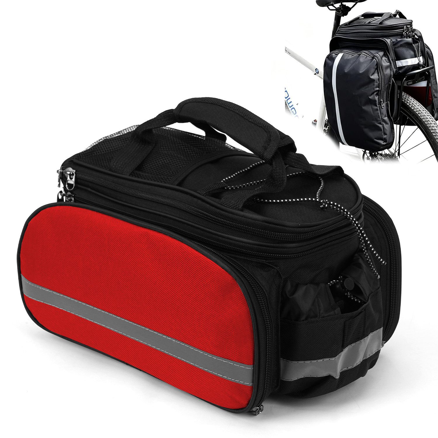 OSTWOLKE Gepäckträgertasche Fahrradtasche 27L, erweiterbar, wasserdicht aus 600D Oxford-Gewebe, mit Regenhülle & Schultergurt für E-Bike, MTB & Citybike