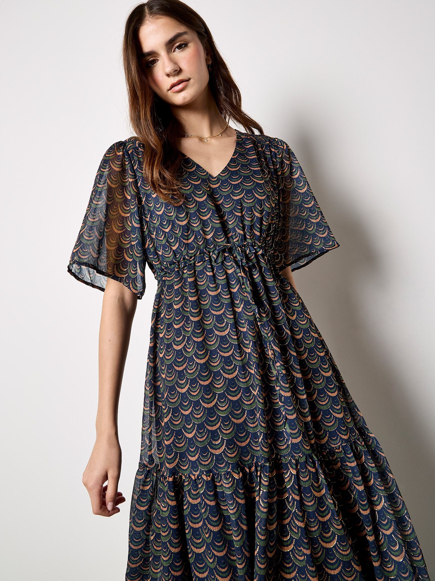 Apricot Chiffonkleid