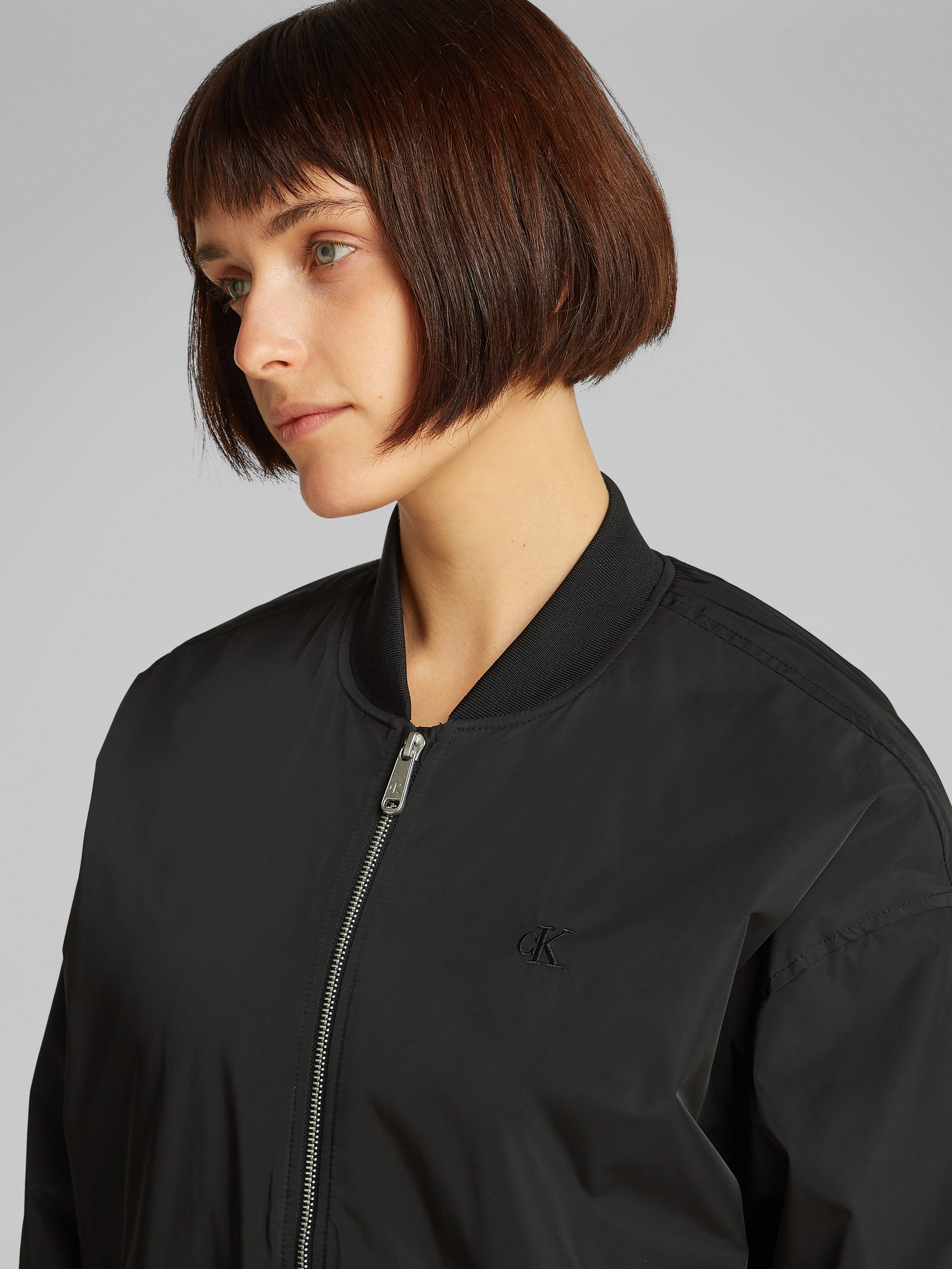 Calvin Klein Jeans Bomberjacke LONG BOMBER mit Logodruck, Rumpfabschluss ve günstig online kaufen