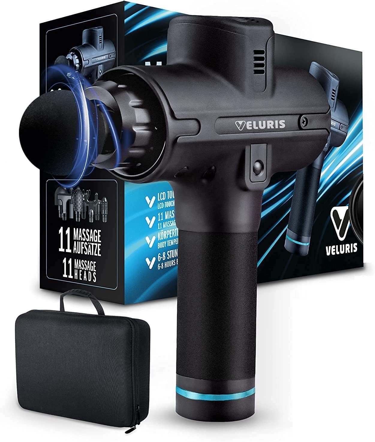 Wellax Massagepistole Massagepistole - Leistungsstarke Massage Gun mit 11 Massageköpfen