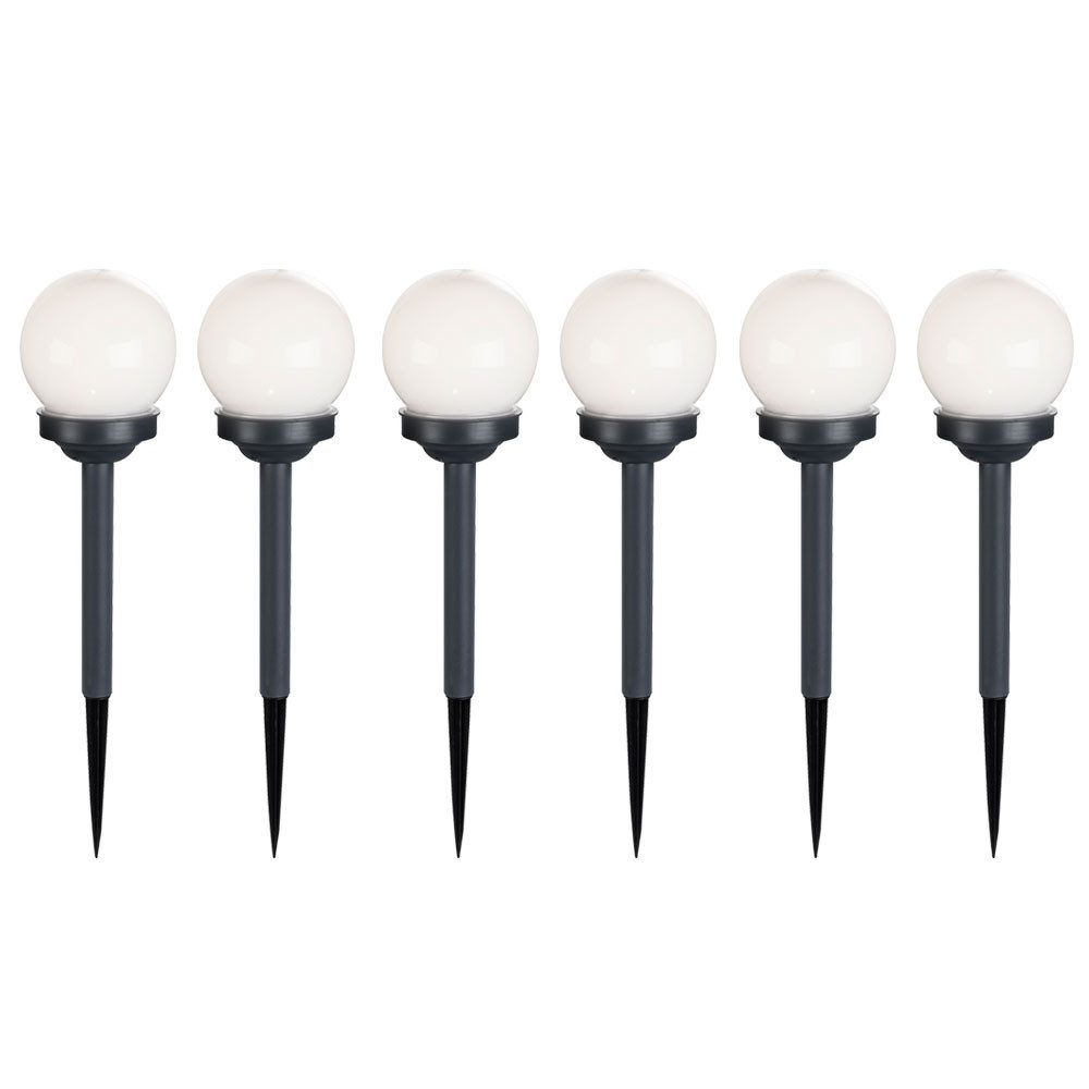 GLOBO LIGHTING LED Gartenleuchte, LED-Leuchtmittel fest verbaut, Warmweiß, Solarleuchte Kugellampe LED Steckleuchte weiß Garten Erdspieß 6er Set