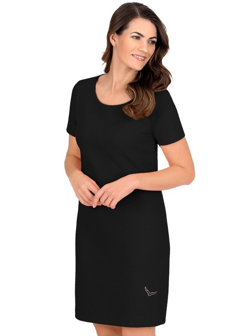 Trigema Jerseykleid TRIGEMA Halbarm Kleid mit Kristallsteinen (1-tlg)