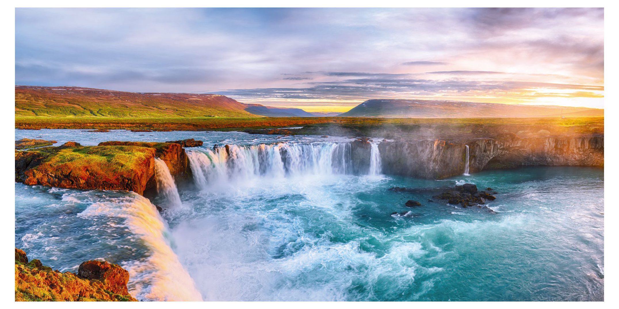 postkarten-universum.de Postkarte Panorama-Postkarte Faszination Erde "Goðafoss-Wasserfall", Erwachsene