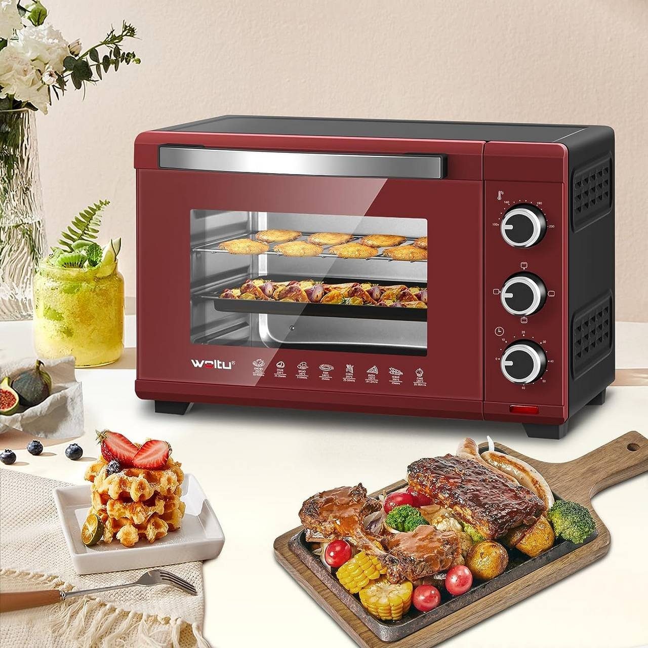 Woltu Minibackofen, Toastofen mit Timer, 28 Liter 1600W