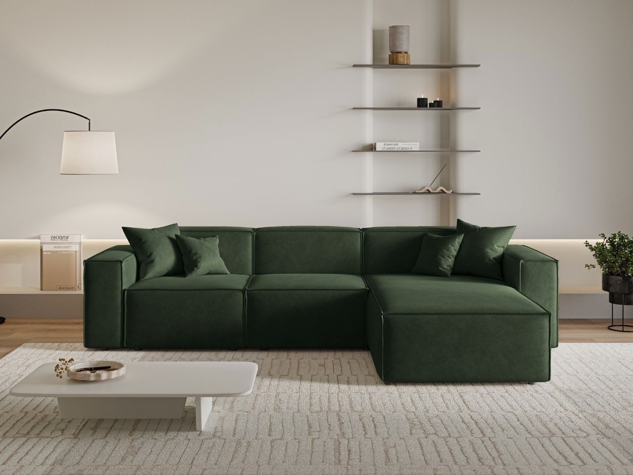 GrainGold Ecksofa L-Form Arizona L, Set, Wellenfederkern, HR-Schaum, Freistehendes