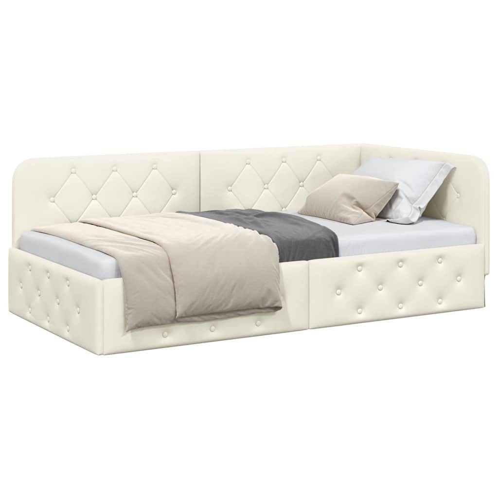 vidaXL Bett Eckbettgestell mit Kopfteil Creme 90 x 200 cm Samt (1-tlg) günstig online kaufen