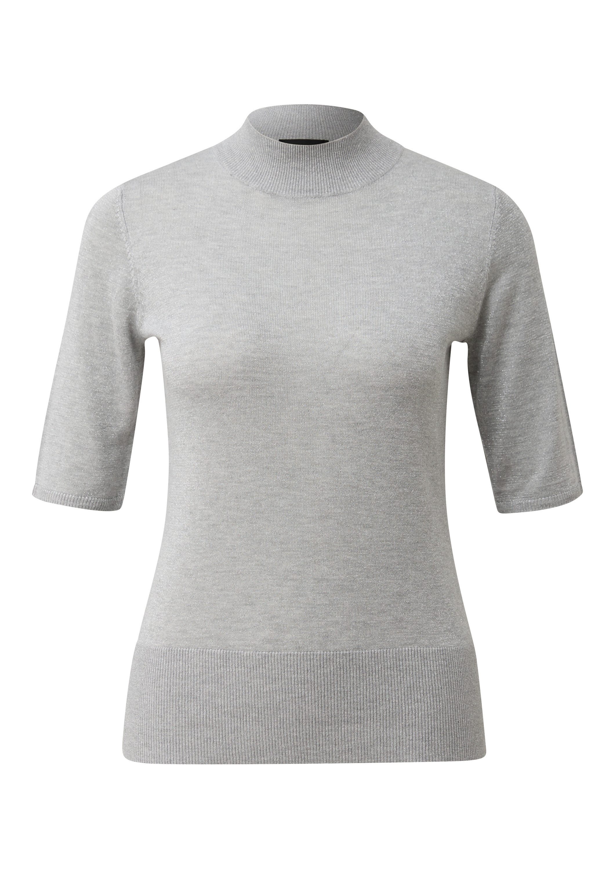 s.Oliver Kurzarmpullover Strickpullover Kurzarm-Feinstrickpullover aus Viskose mit Glitzergarn