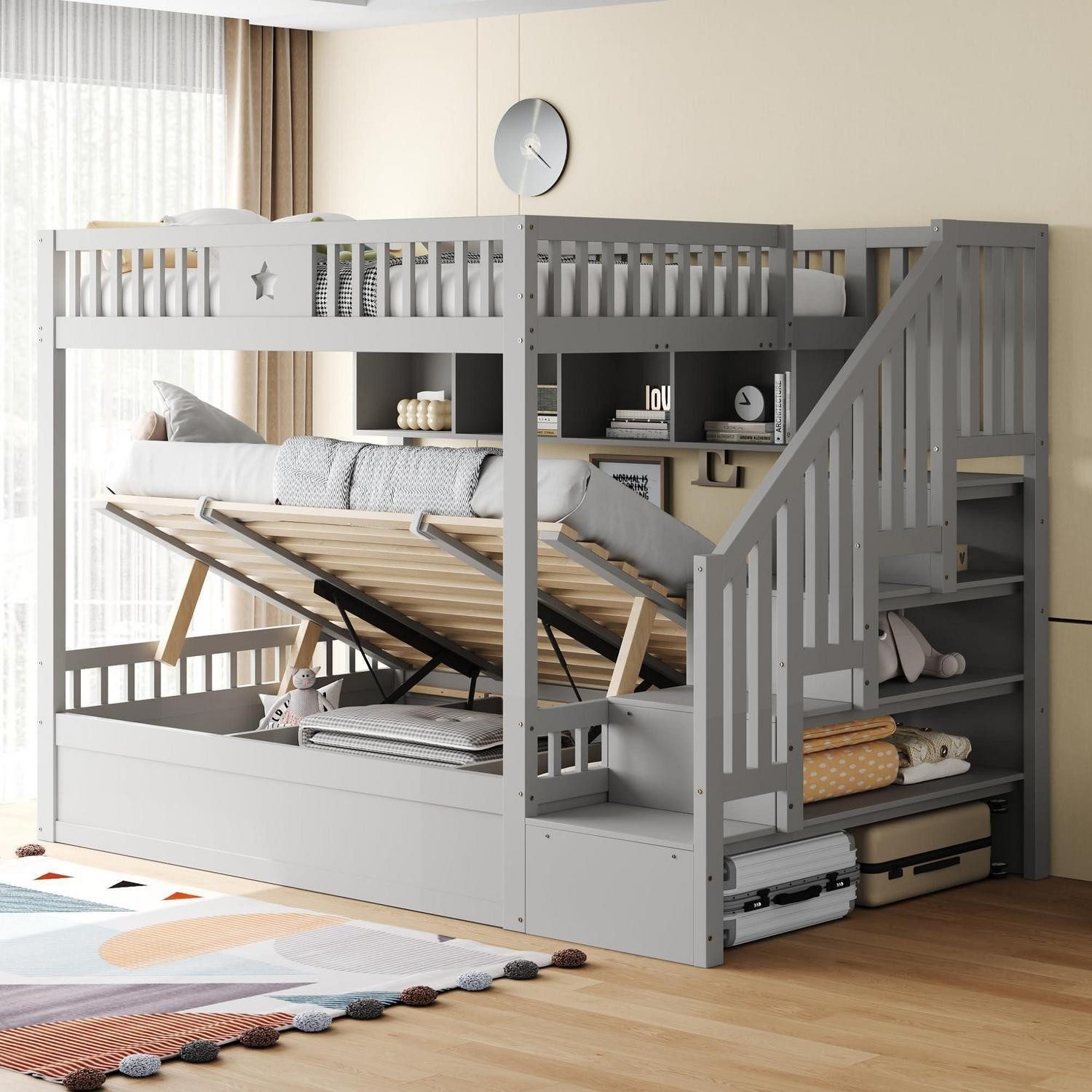 LuxusKollektion Hochbett Hochbett 140x200 mit Stauraum (1-St)