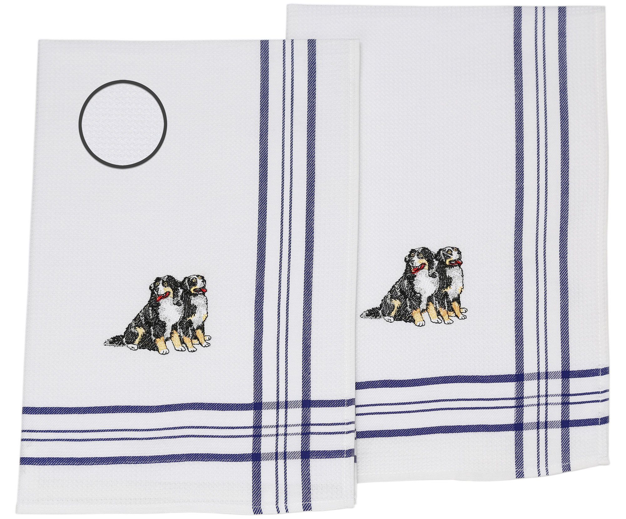 cm x Hunde 70 Stück 50 Gläsertücher Waffelpiqué Bestickt Geschirrtuch Betz Motiv blau Größe: 2 Geschirrtücher Küchenhandtuch