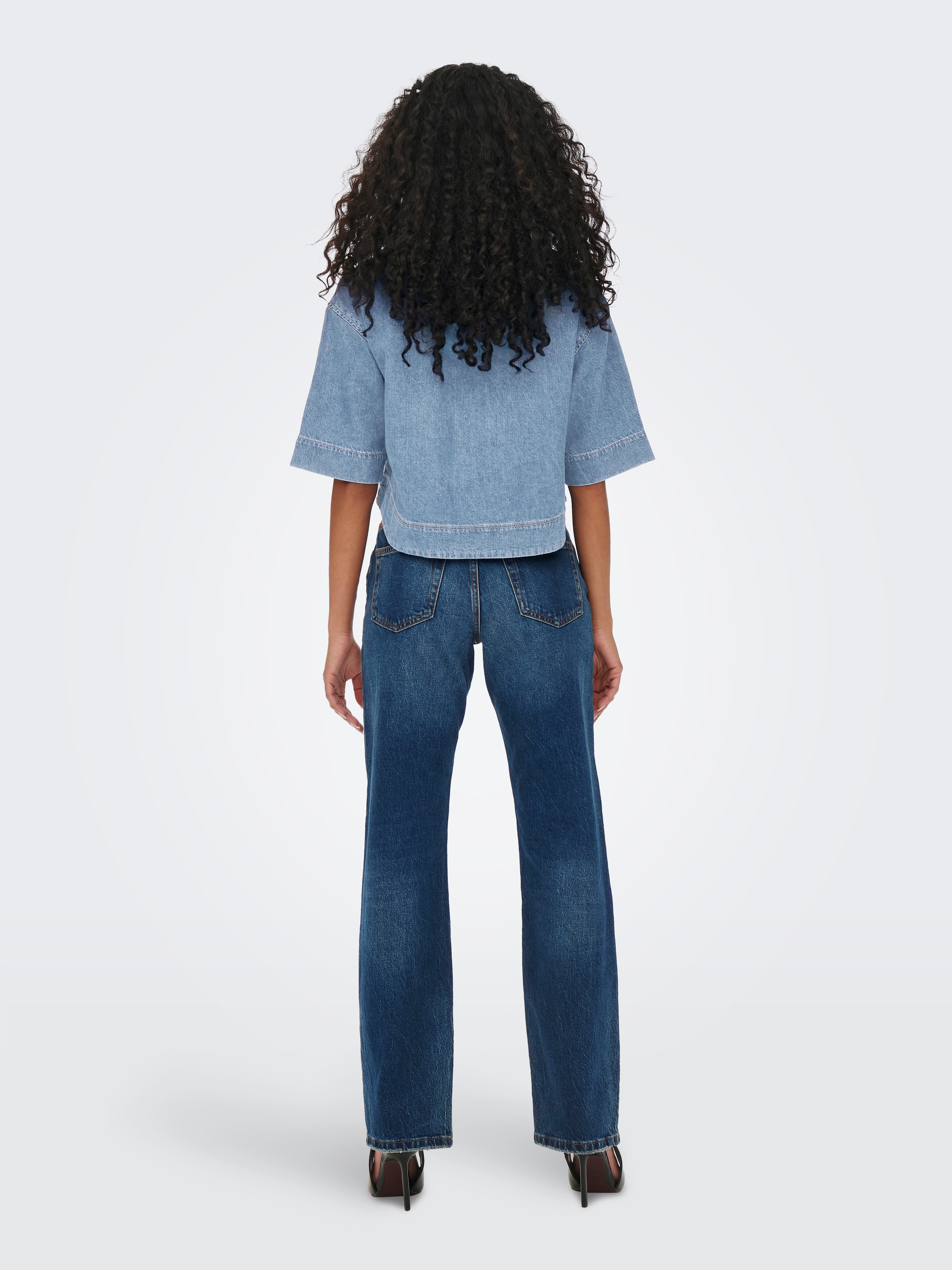 ONLY Jeansbluse ONLCLEO LIFE SS CROP DNM SHIRT PIM NOOS Baumwolle
