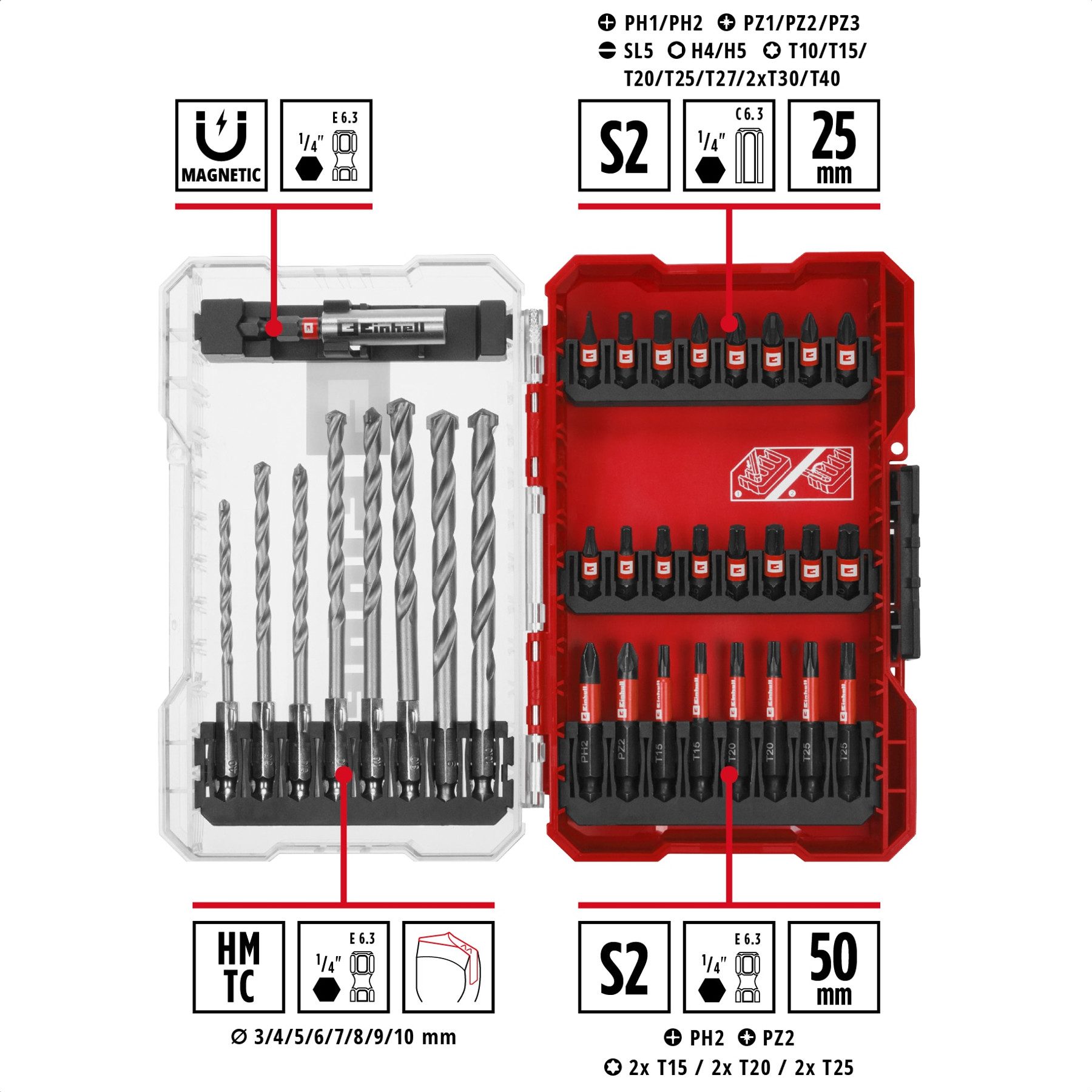Einhell Universalbohrer EINHELL Bit- & Steinbohrer-Set, 108753, M-Case günstig online kaufen